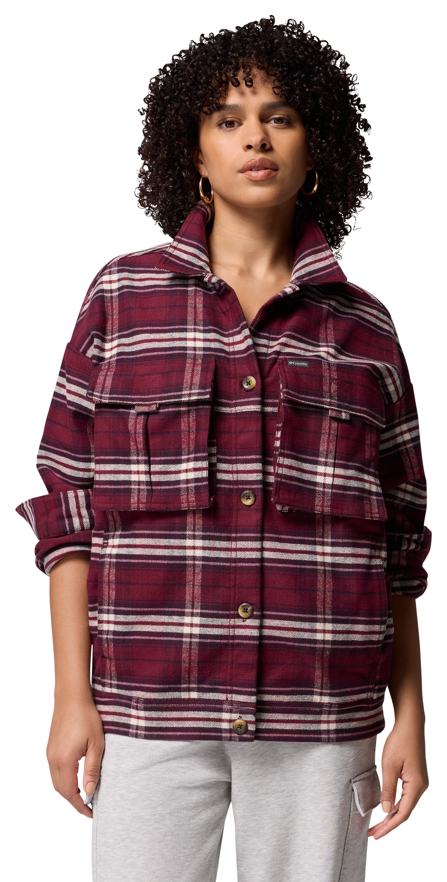 Image of Columbia Wildest Venture Shirt Jacket - Rich Wine Block Tartan - M