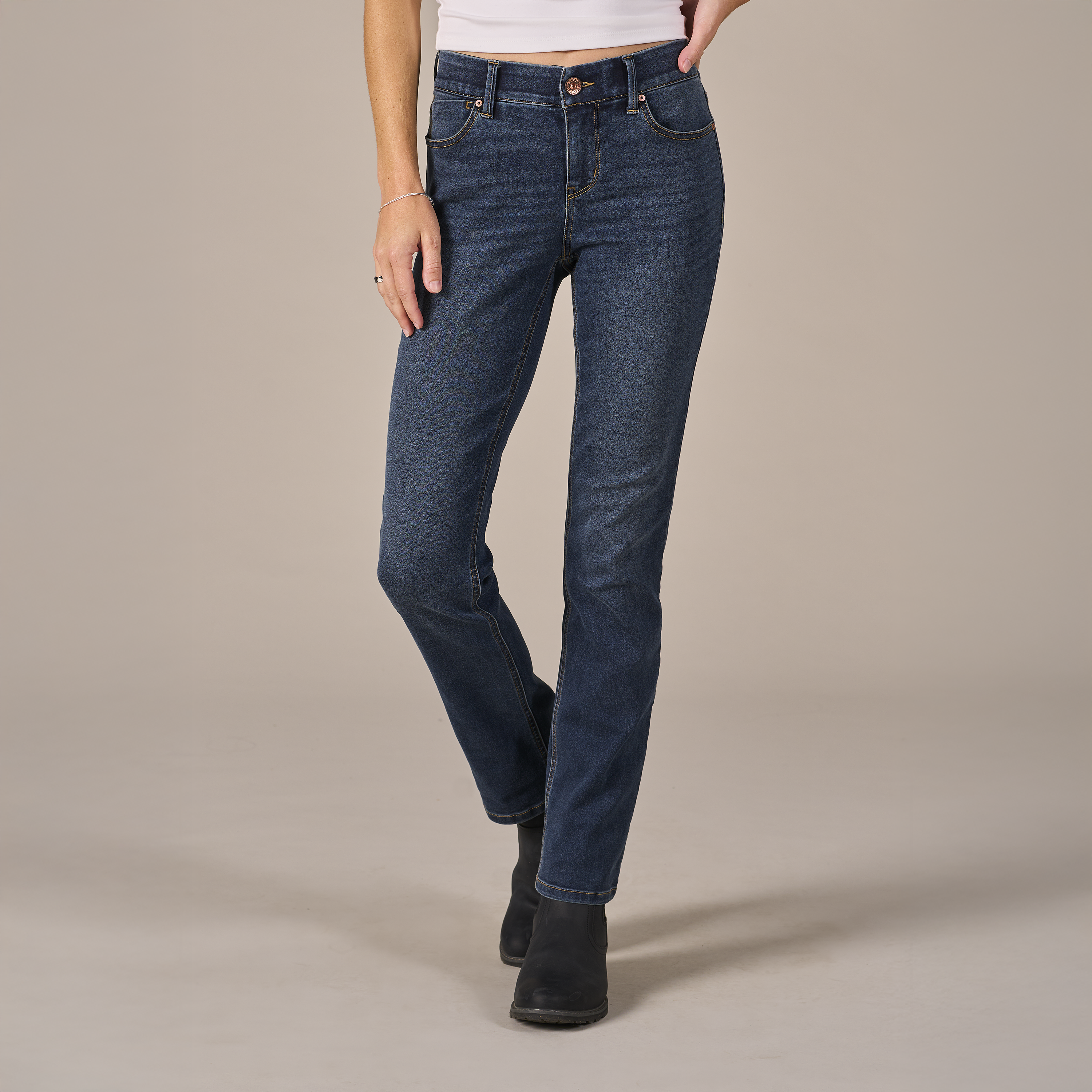 Image of Natural Reflections Ab Slimmer Straight-Leg Jeans - Dark Wash