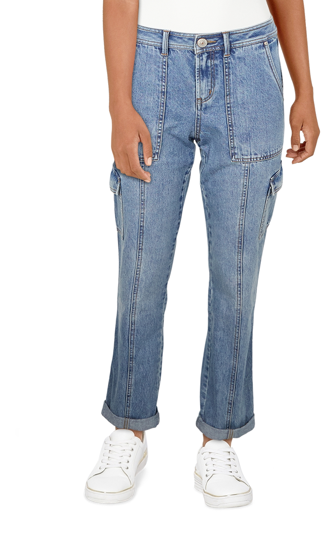 Image of Natural Reflections Utility Cargo Jeans - Light Wash - 6