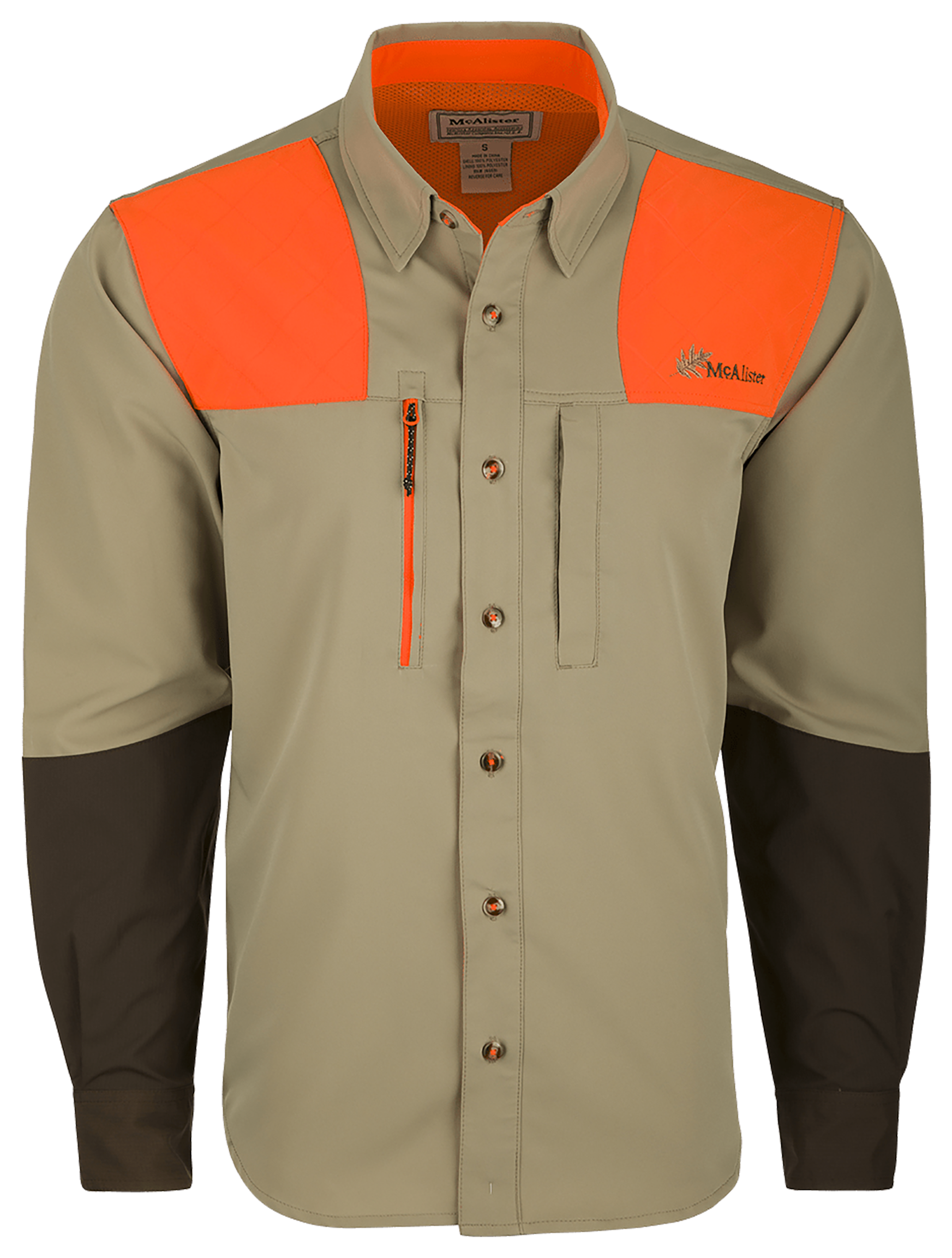 Image of McAlister MST Upland Tech Shirt - Blaze Orange/Khaki - S