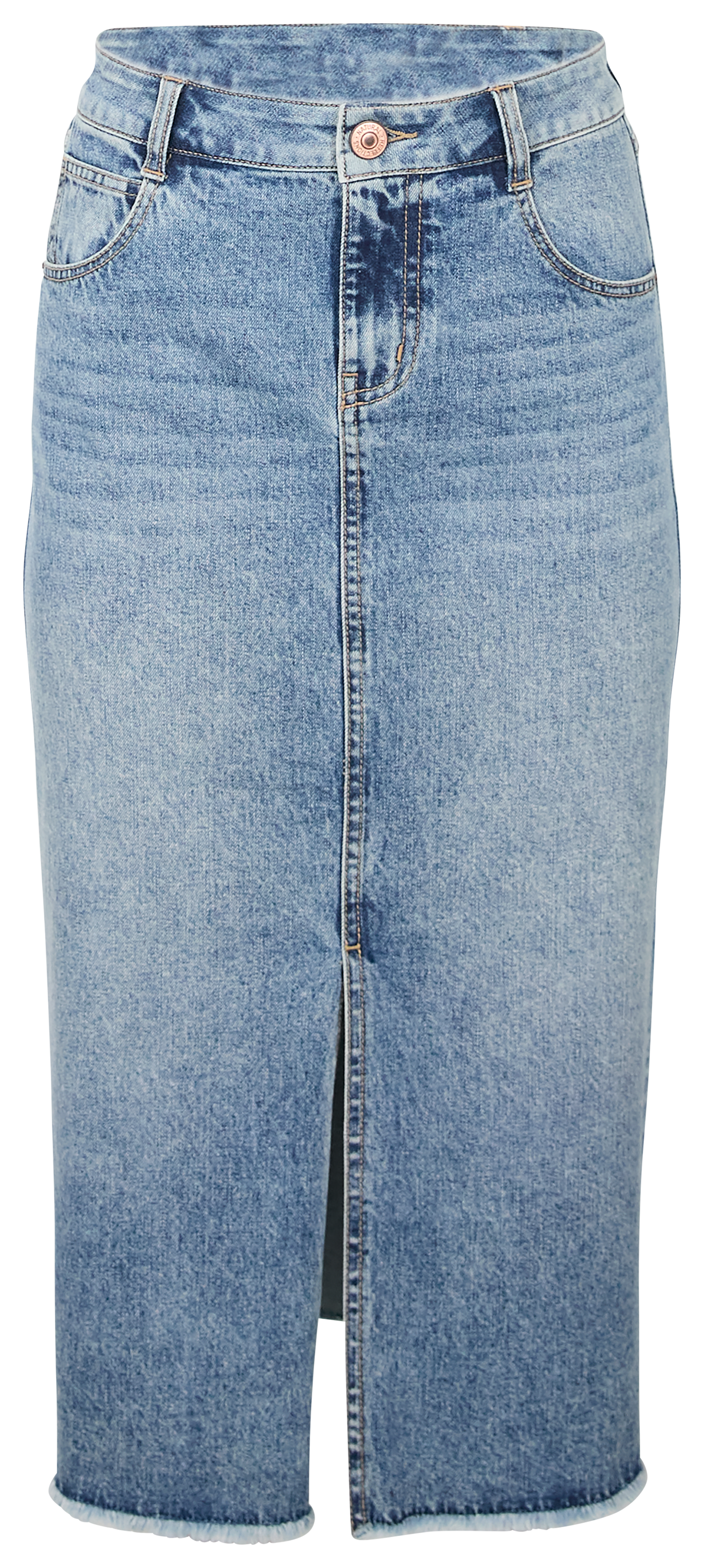Image of Natural Reflections Denim Midi Skirt - Medium Wash