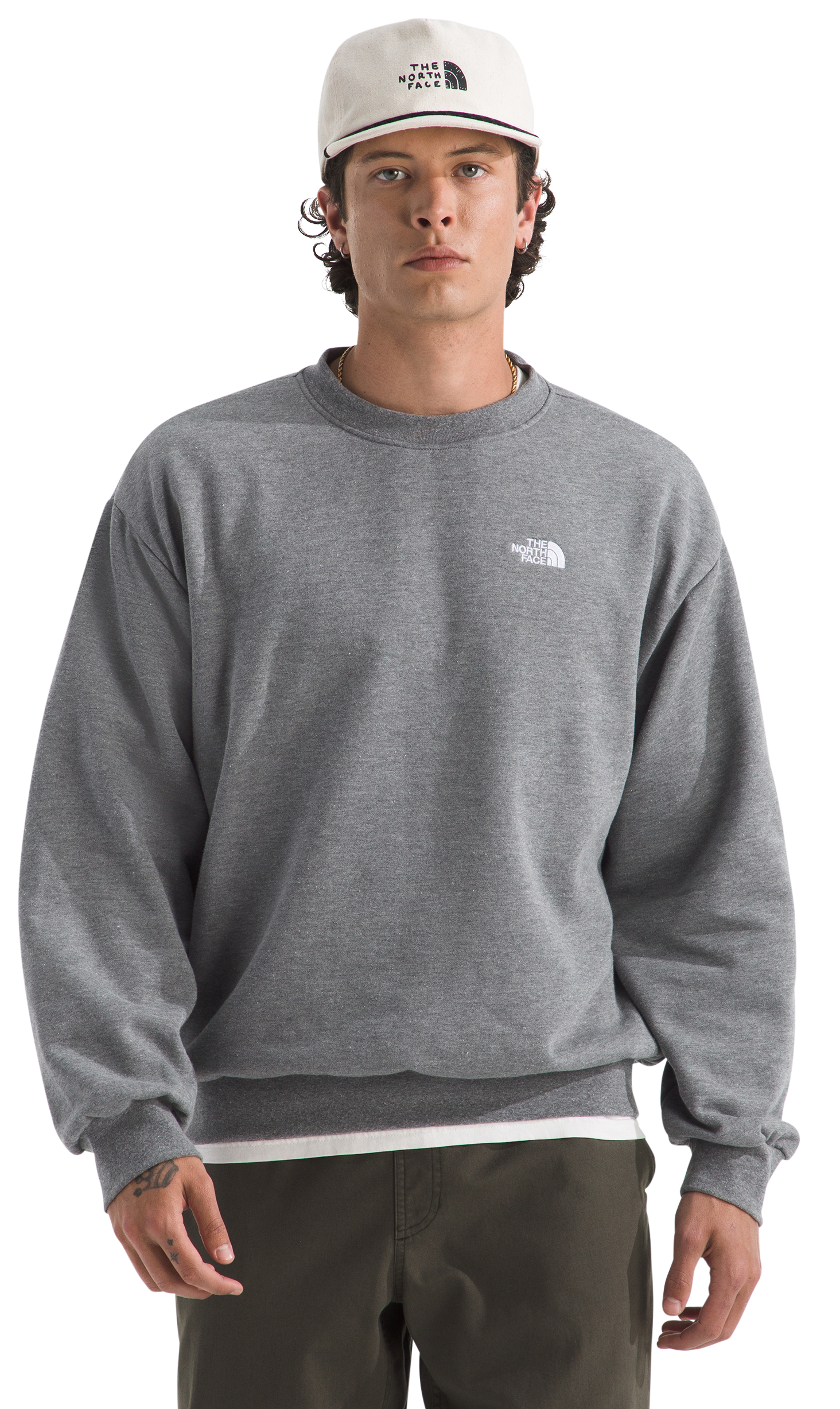 Image of The North Face Evolution Simple Dome Oversized Crew-Neck Pullover - Medium Grey Heather
