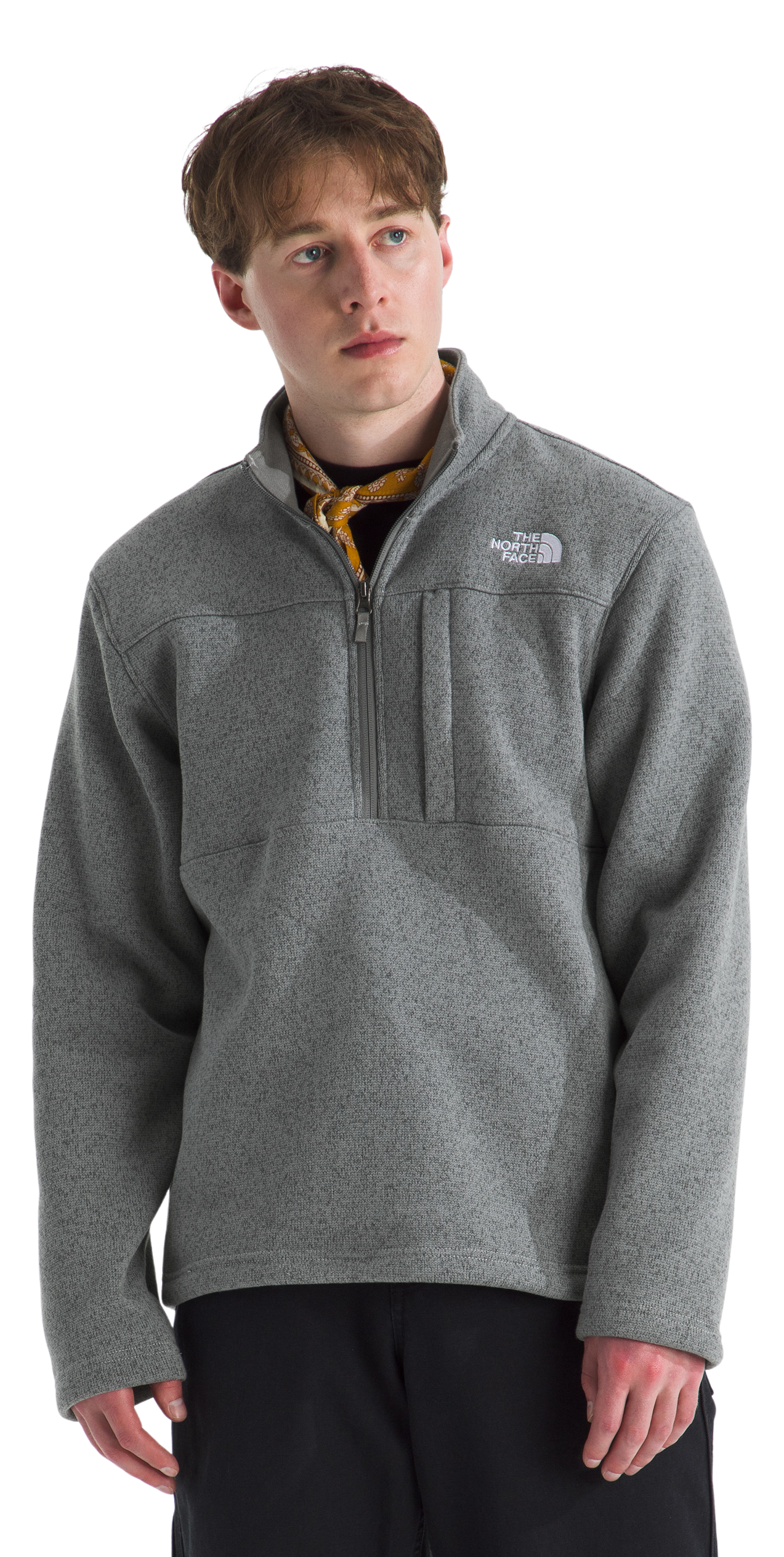 Image of The North Face Gordon Lyons Fleece Quarter-Zip Long-Sleeve Pullover - Med Grey Heather - XL