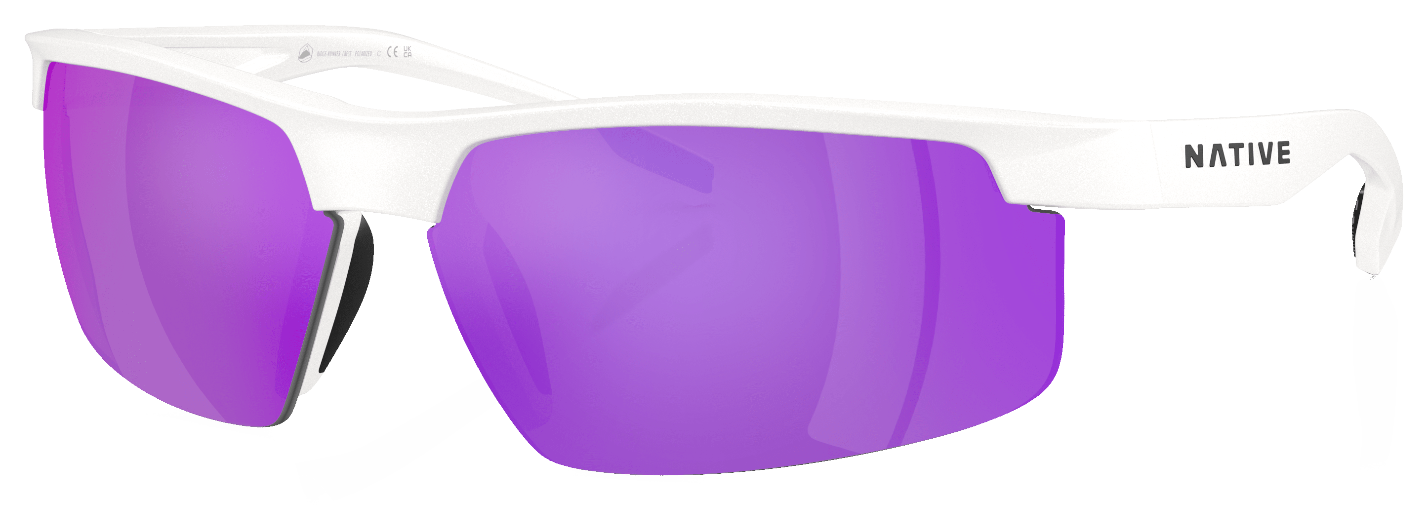 Native Eyewear Native Eyewear Ridge-Runner Crest Polarized Sunglasses - Satin Quartz/Violet Reflex Mirror - X-Large - $73.00 at Bass Pro Shops