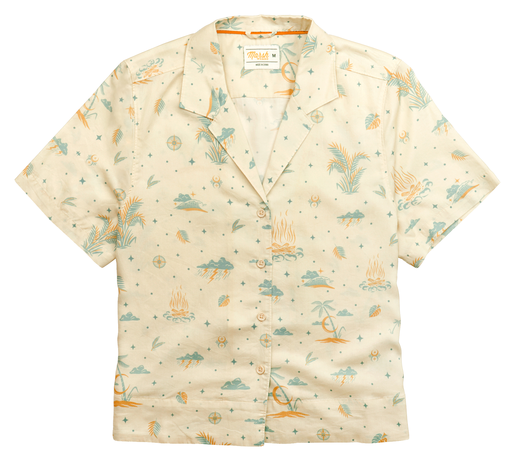 Image of Marsh Wear Hagood Woven Short-Sleeve Button-Down Shirt - Wheat