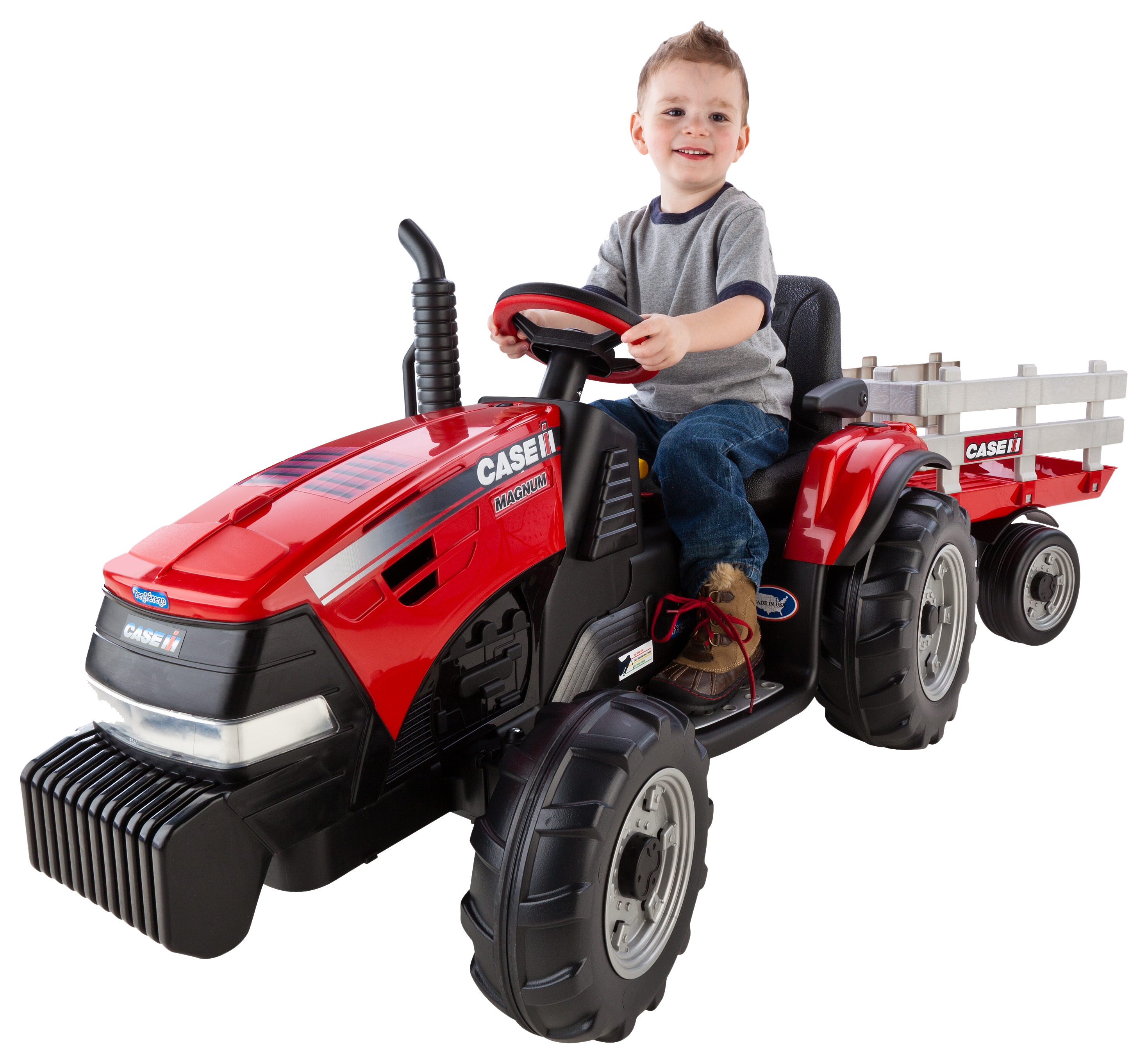 Peg-Perego CASE IH Magnum Tractor/Trailer Ride-On Toy for Kids