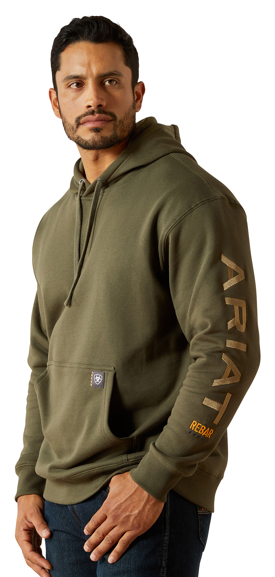 Image of Ariat Rebar Graphic Long-Sleeve Hoodie for Men - Grape Leaf/Dried Herb