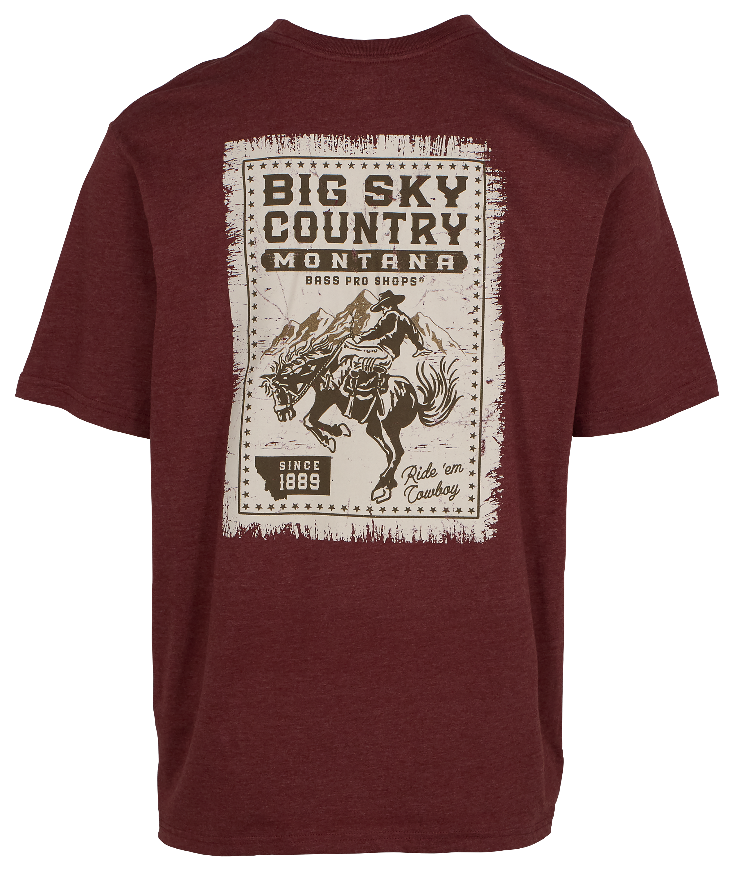 Image of Bass Pro Shops Montana Rodeo Short-Sleeve T-Shirt for Men - Maroon Heather