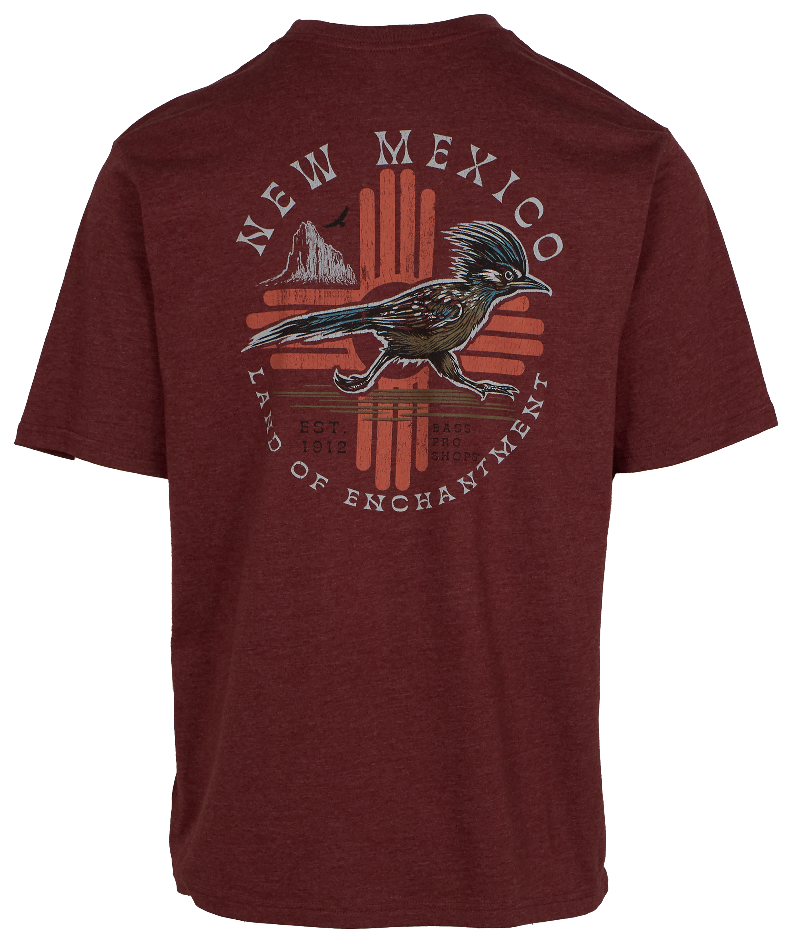 Image of Bass Pro Shops New Mexico Roadrunner Short-Sleeve T-Shirt for Men - Maroon Heather