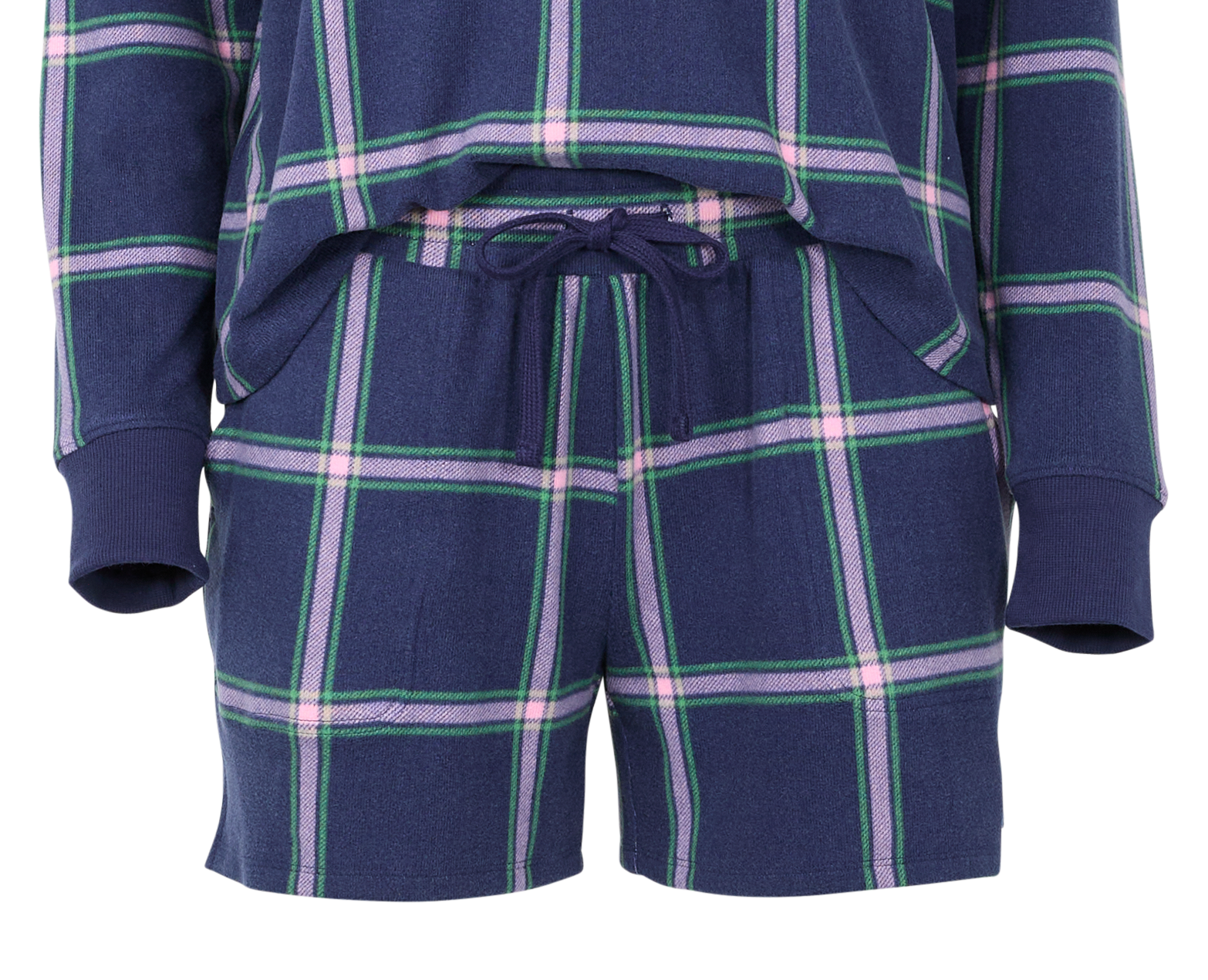 Image of Natural Reflections Brushed Holiday Shorts for Ladies - Eclipse Plaid