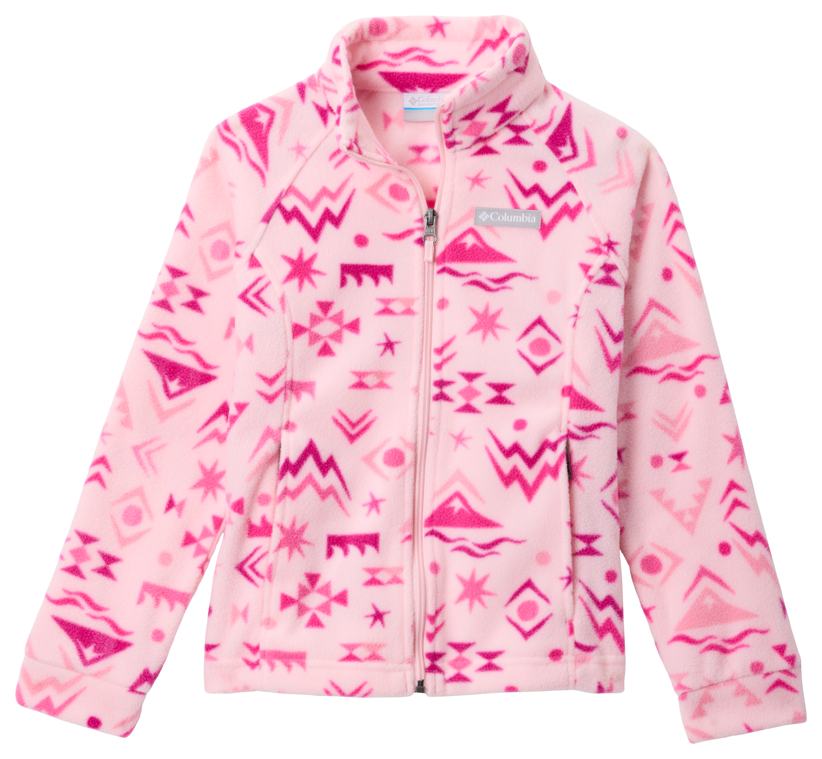 Columbia Benton Springs II Printed Fleece Jacket for Kids - Satin Pink Peaked