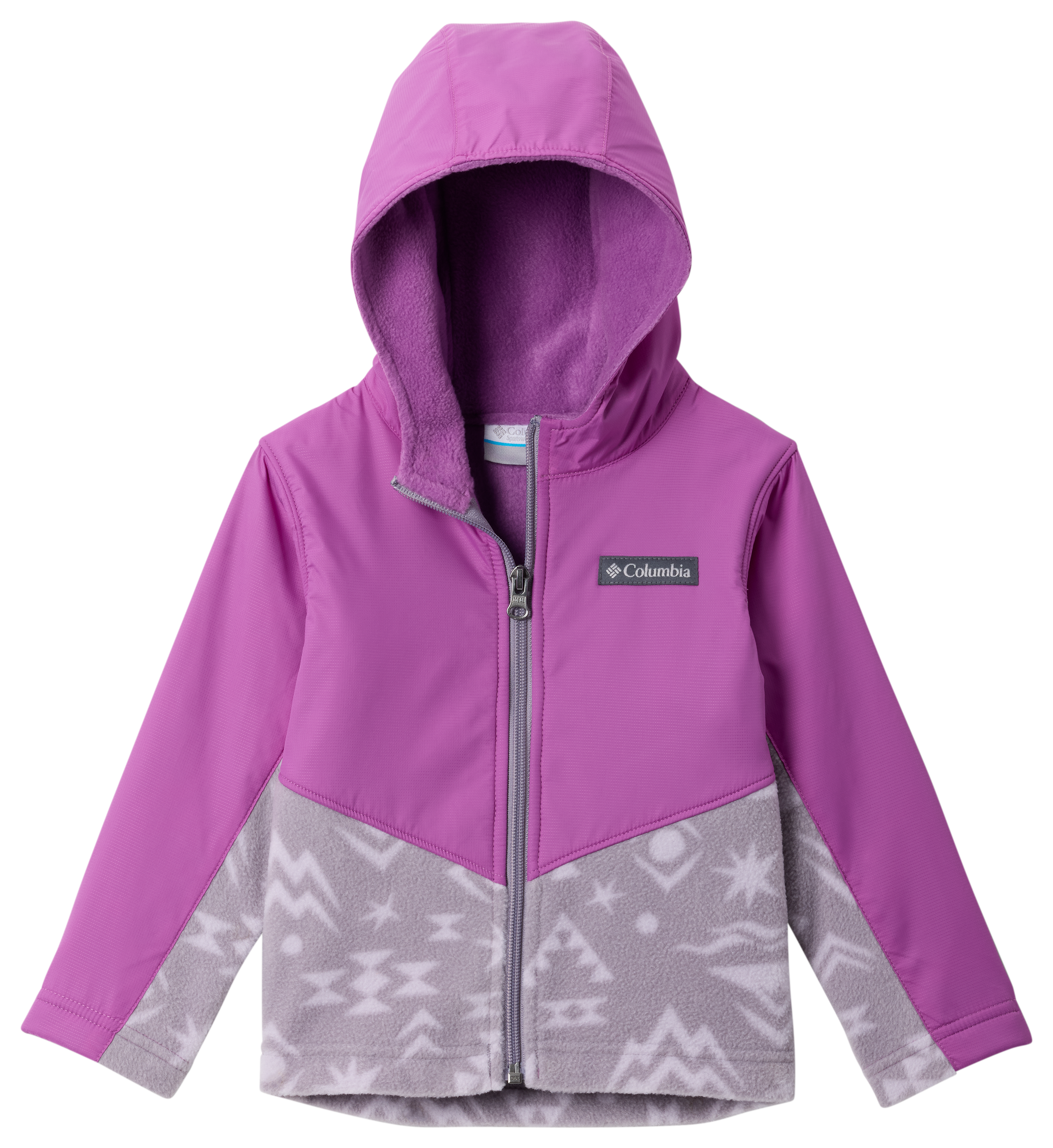Image of Columbia Steens MT II Overlay Hoodie for Toddlers - Shale Purple Peaked Tonal/Razzle