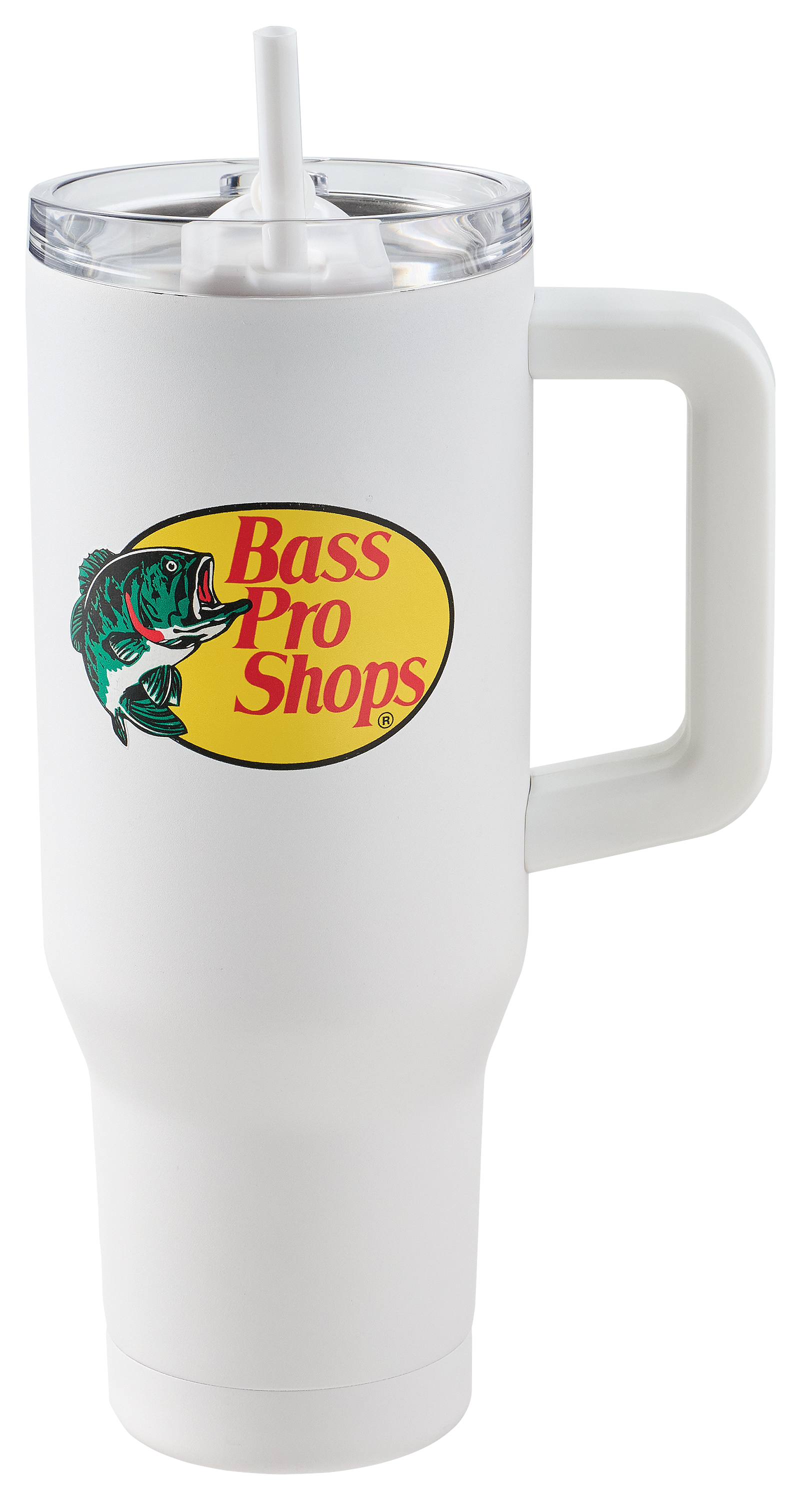 Image of Bass Pro Shops 40-oz. Mug with Slider Lid and Straw - White