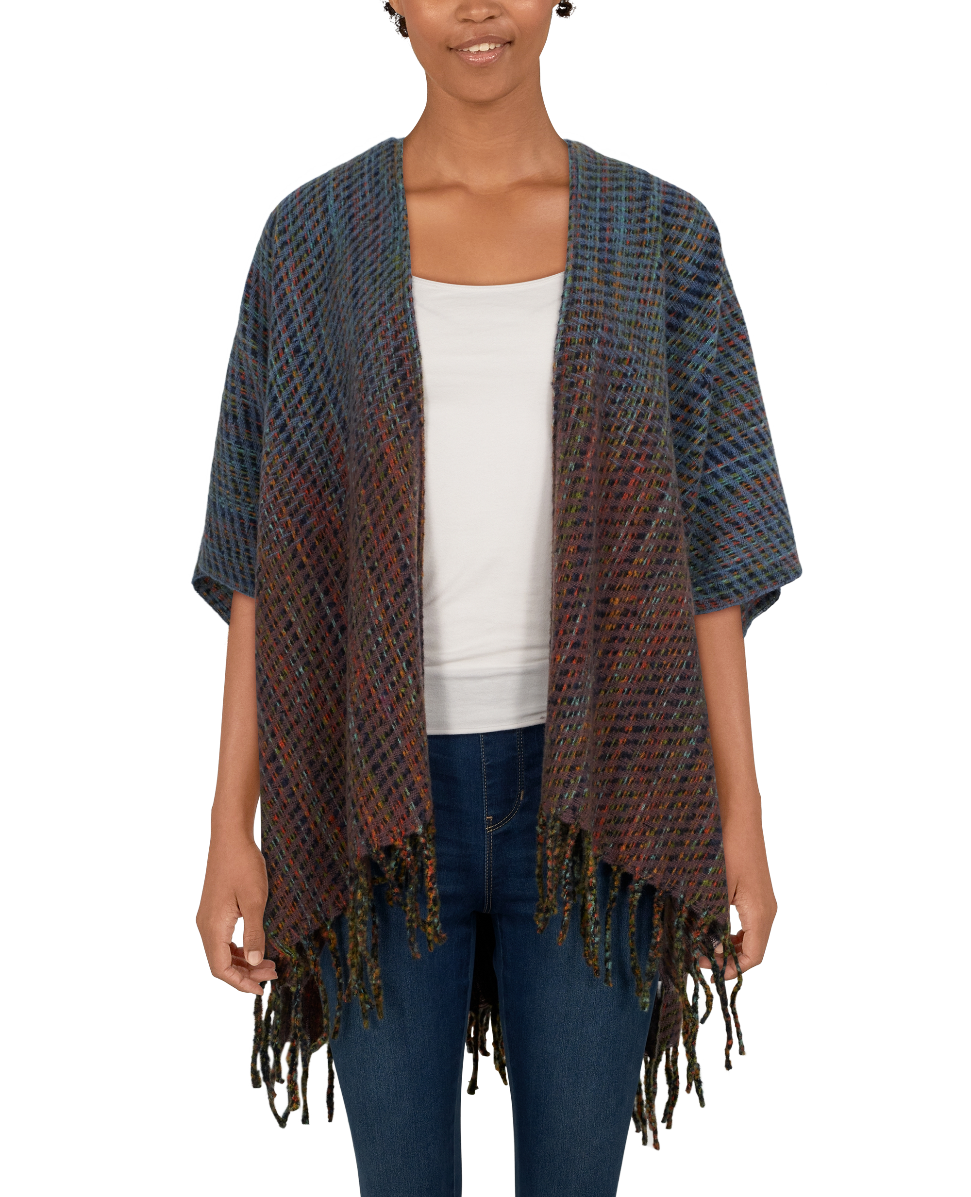 NATURAL REFLECTIONS Gradient Bias Weave Ruana