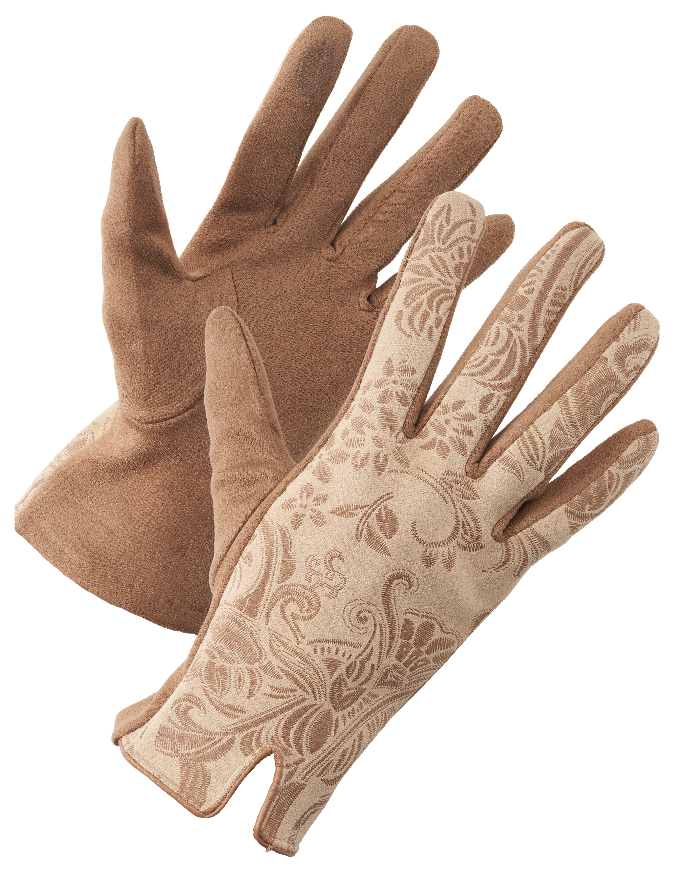Image of Natural Reflections Tooled Gloves for Ladies - Taupe
