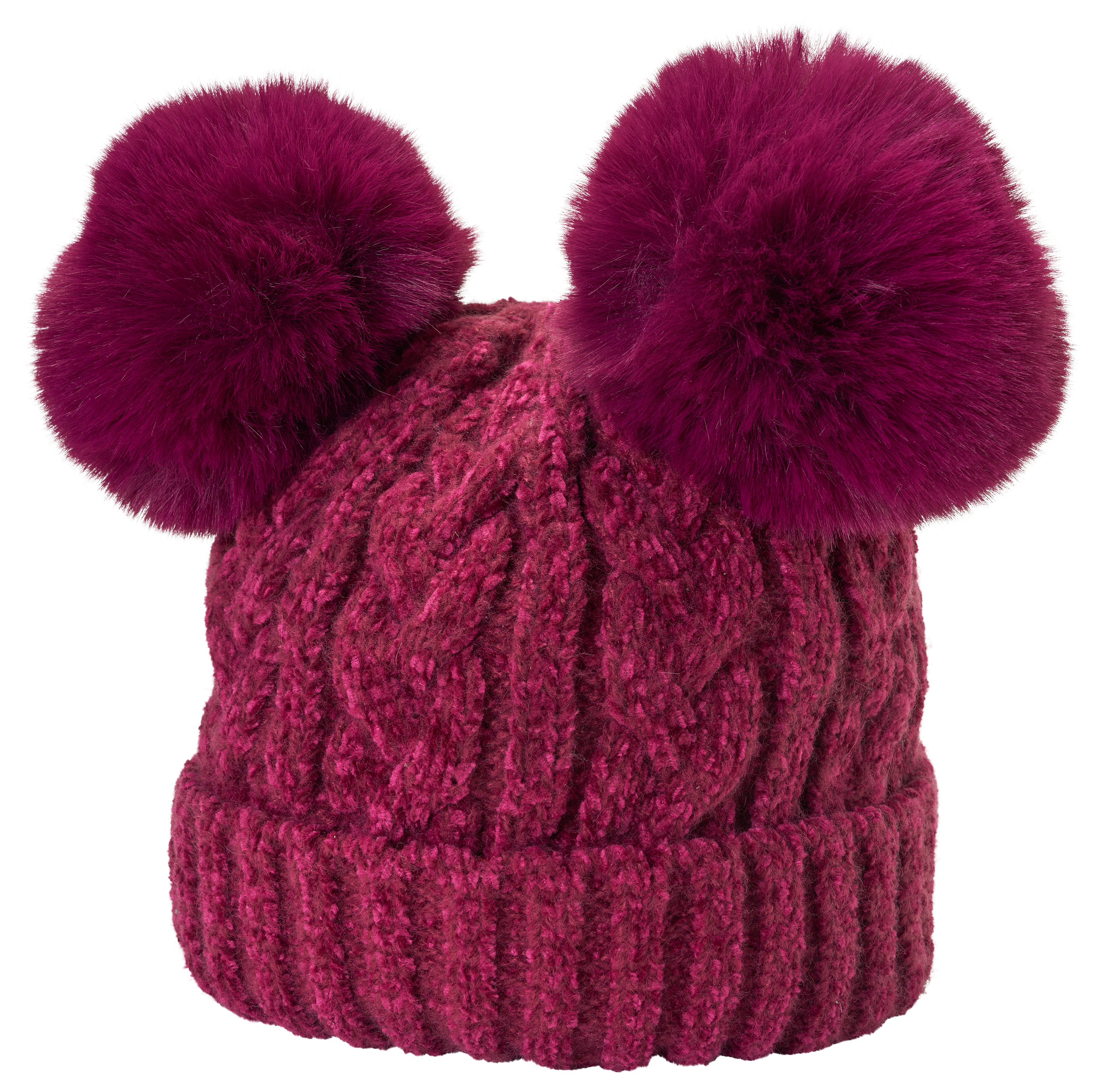 Image of Grand Sierra Double Pom Beanie for Kids - Raspberry