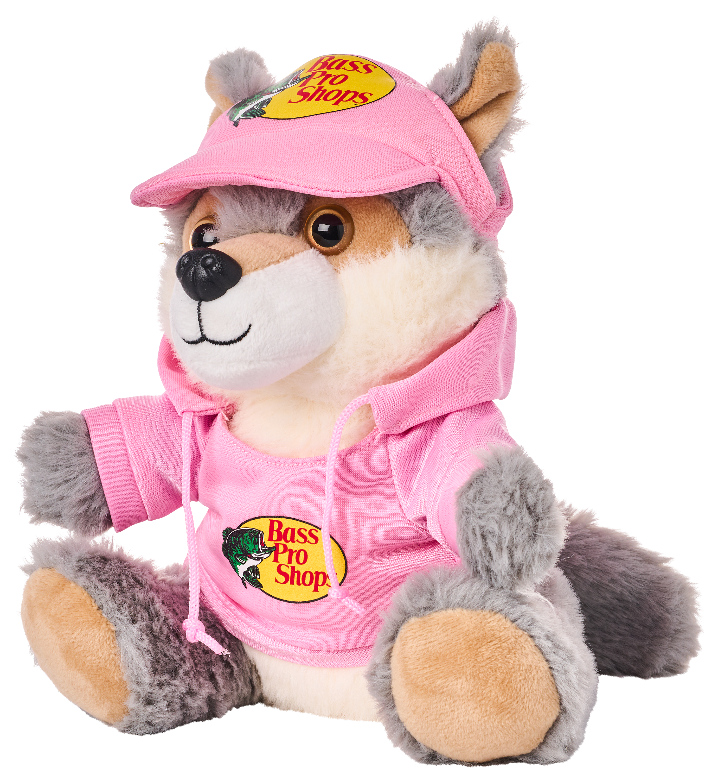 Bass Pro Shops Plush Stuffed Wolf with Pink Hoodie and Cap