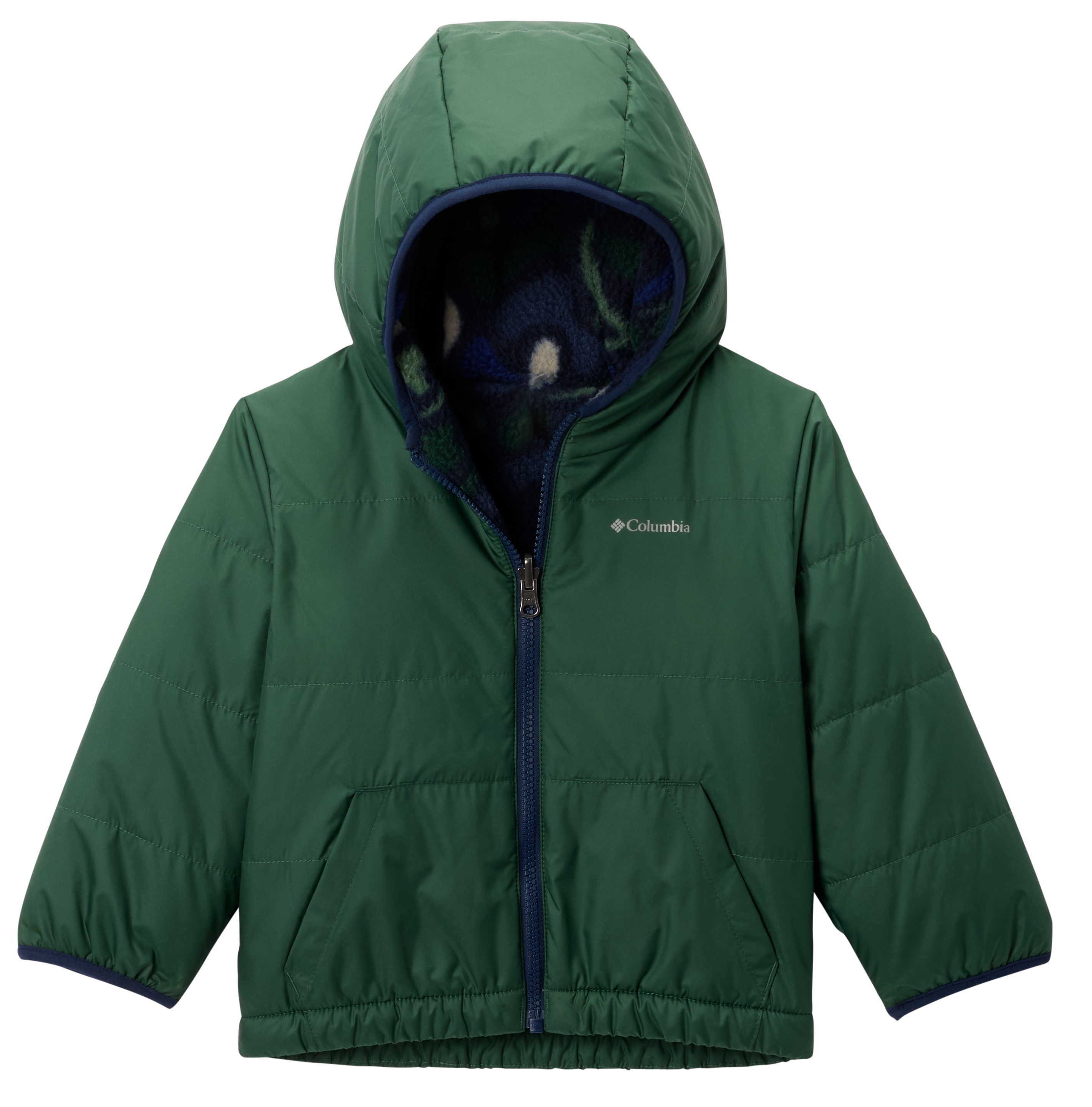 Image of Columbia Double Trouble III Jacket for Toddlers - Rain Forest/Collegiate Navy Dinoflauge - 4T