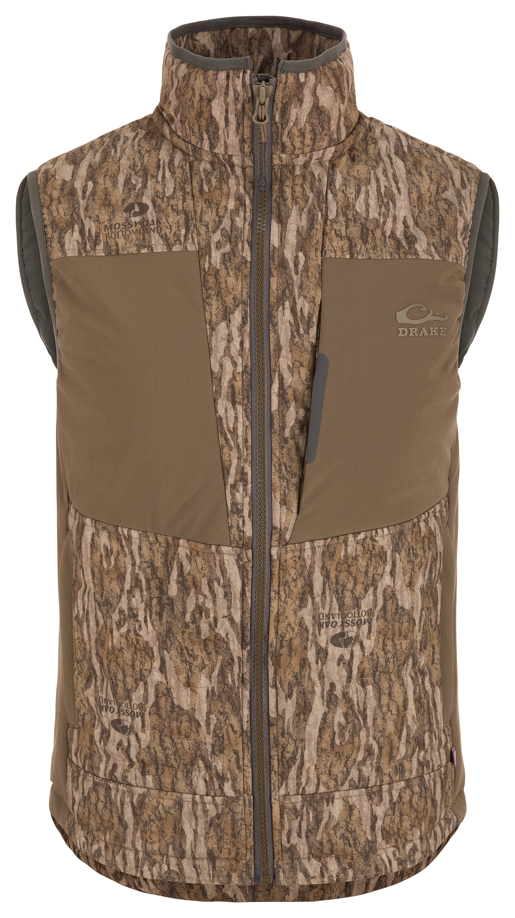 Image of Drake Waterfowl LST BMF Vest with Primaloft Insulation for Men - Mossy Oak Bottomland - M