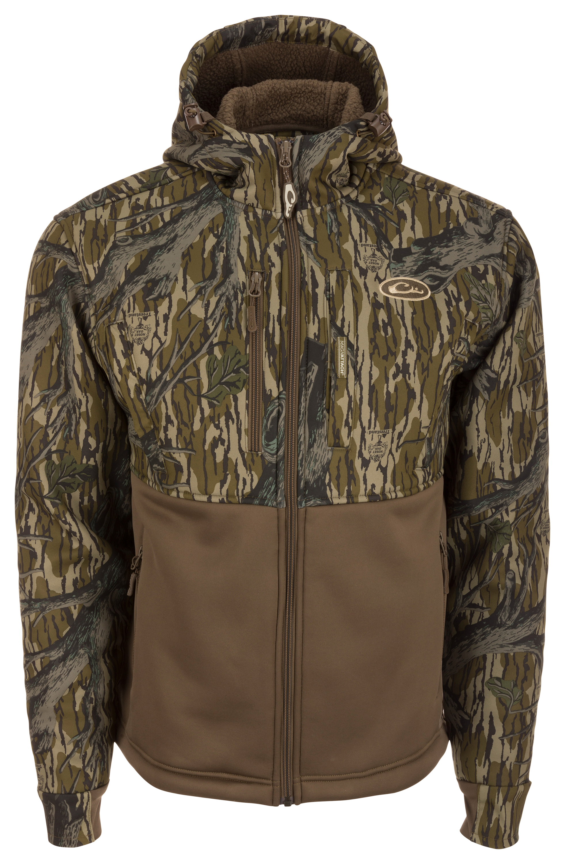 Image of Drake Waterfowl MST Hole Shot Sherpa-Lined Hooded Jacket for Men - Mossy Oak Original Treestand