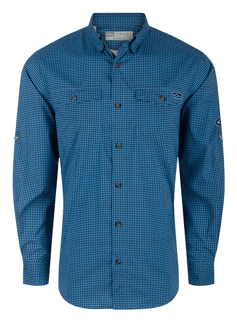 Image of Drake Waterfowl Frat Gingham-Check Long-Sleeve Shirt for Men - Naval Academy Tonal