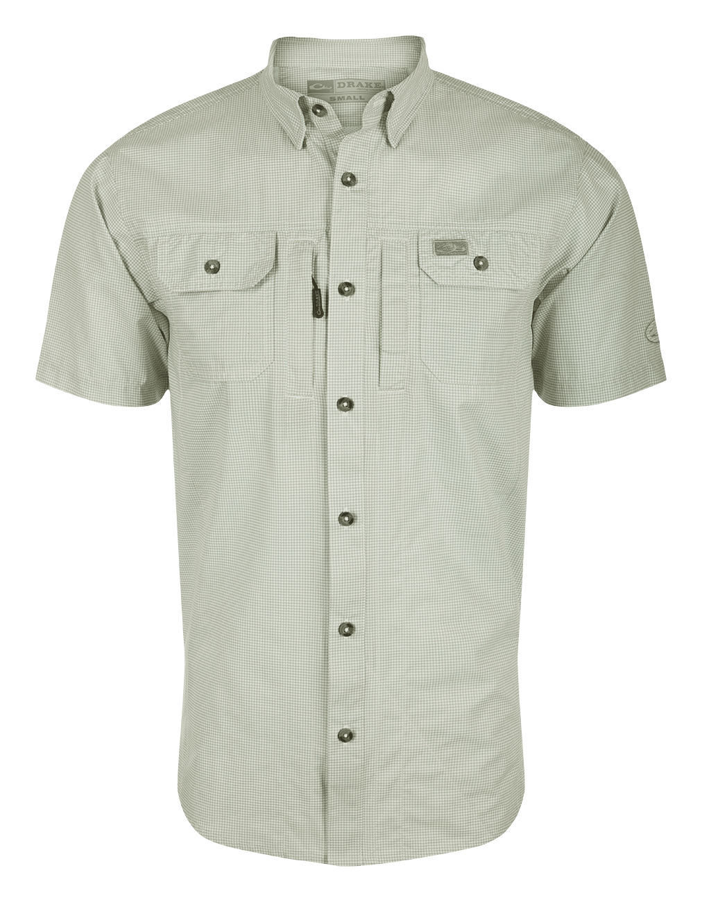 DRAKE Frat BD Houndstooth Check Shirt SS, Color: Desert Sage, Size: S (DS2275-DSE-1)