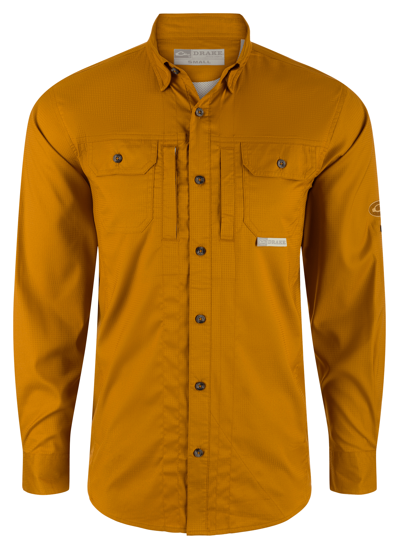 Image of Drake Waterfowl Wingshooter's Trey Dobby Long-Sleeve Shirt for Men - Cathay Spice - XL