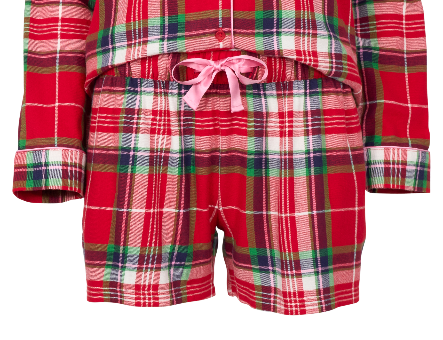 Image of Natural Reflections Flannel Pajama Shorts - Red Plaid