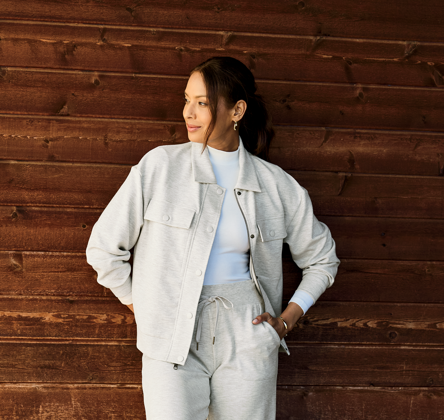 Image of Natural Reflections Soft Haven Scuba Heathered Jacket - Heather Grey - M