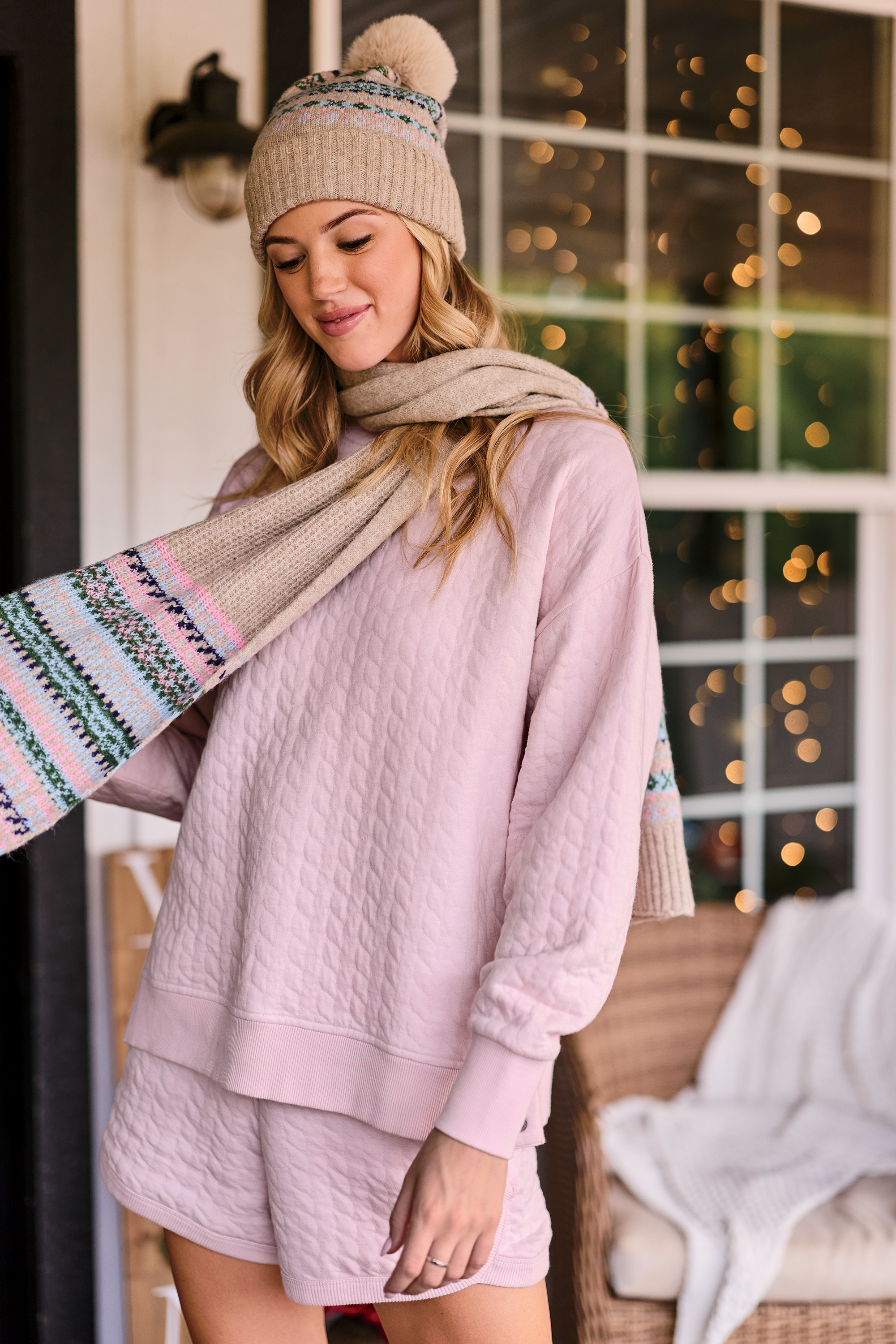 NATURAL REFLECTIONS Quilted Crew Pullover