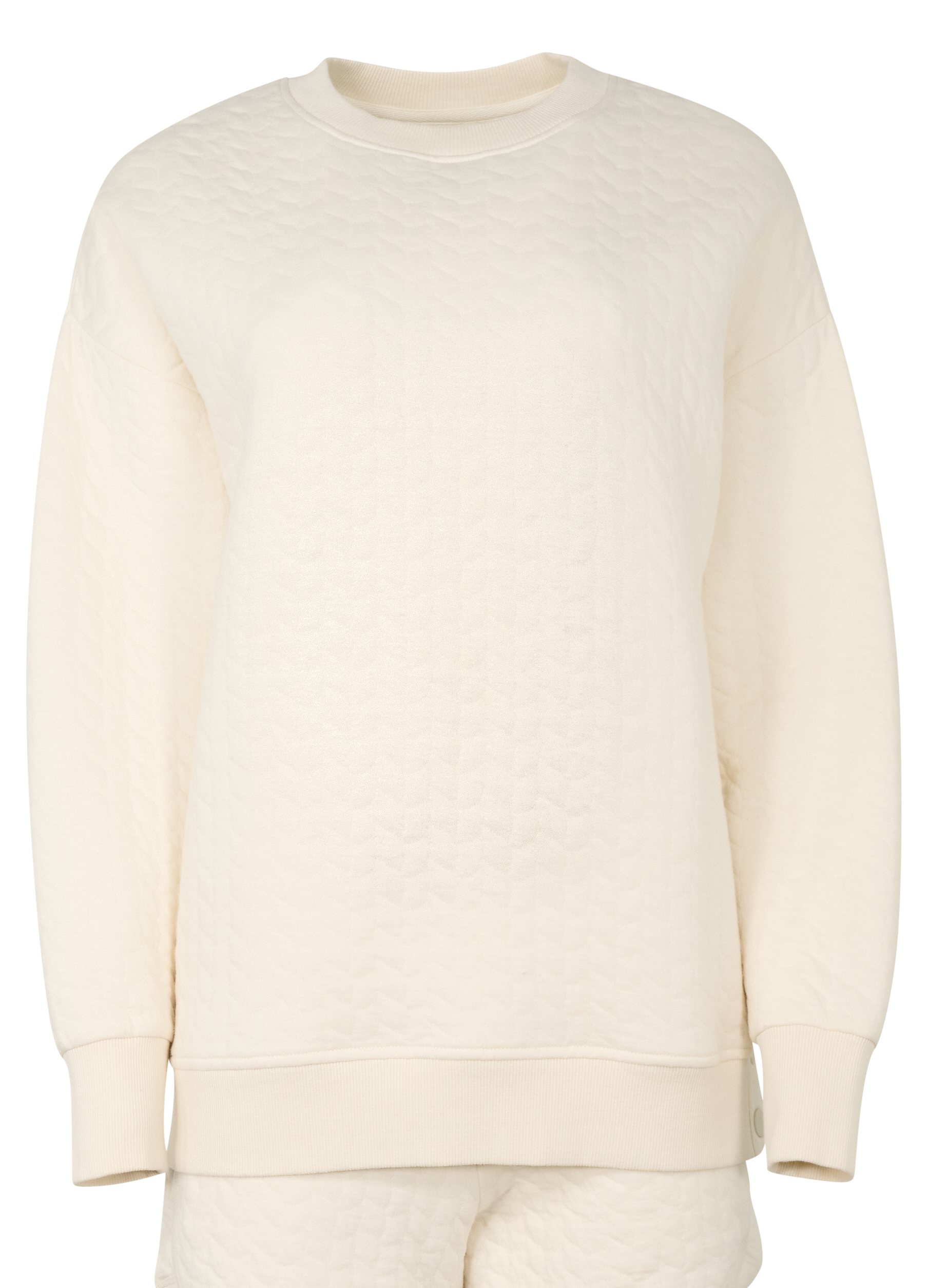 Image of Natural Reflections Quilted Crew Pullover - Egret