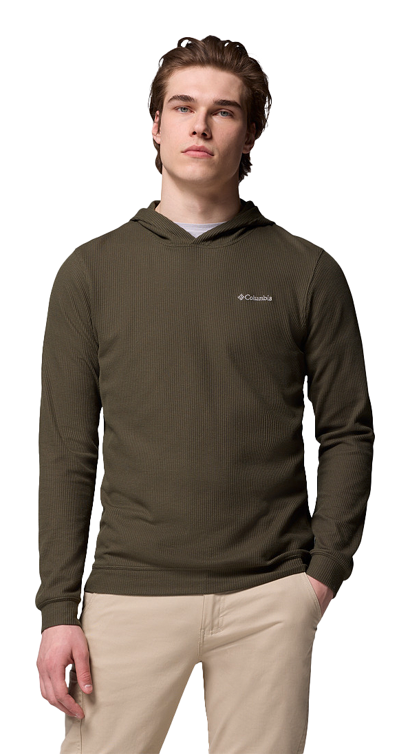 Image of Columbia Pitchstone Knit Hoodie for Men - Greenscape Heather