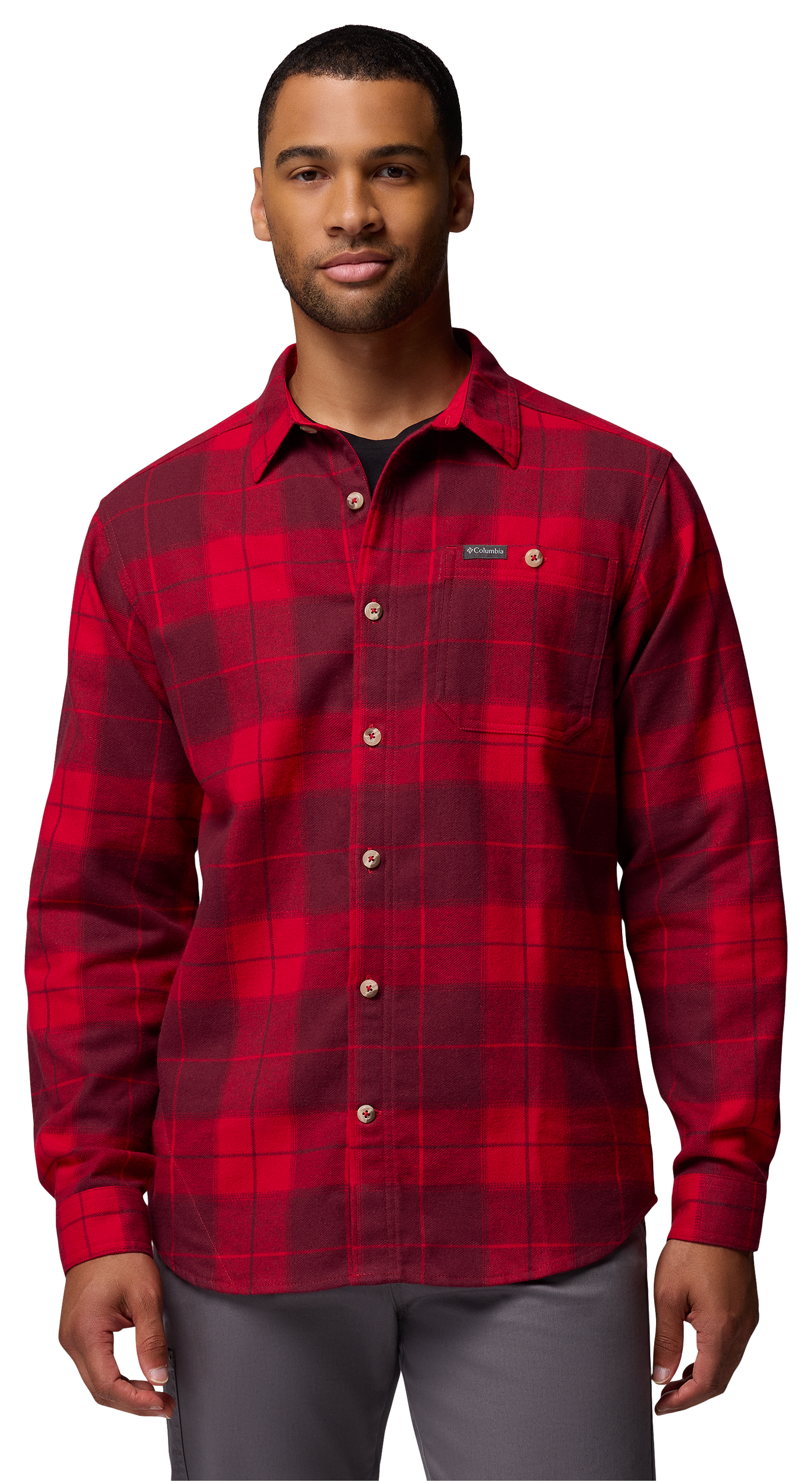Image of Columbia Pitchstone II Heavyweight Flannel Long-Sleeve Shirt - Mountain Red Macro Buffalo Tartan - S