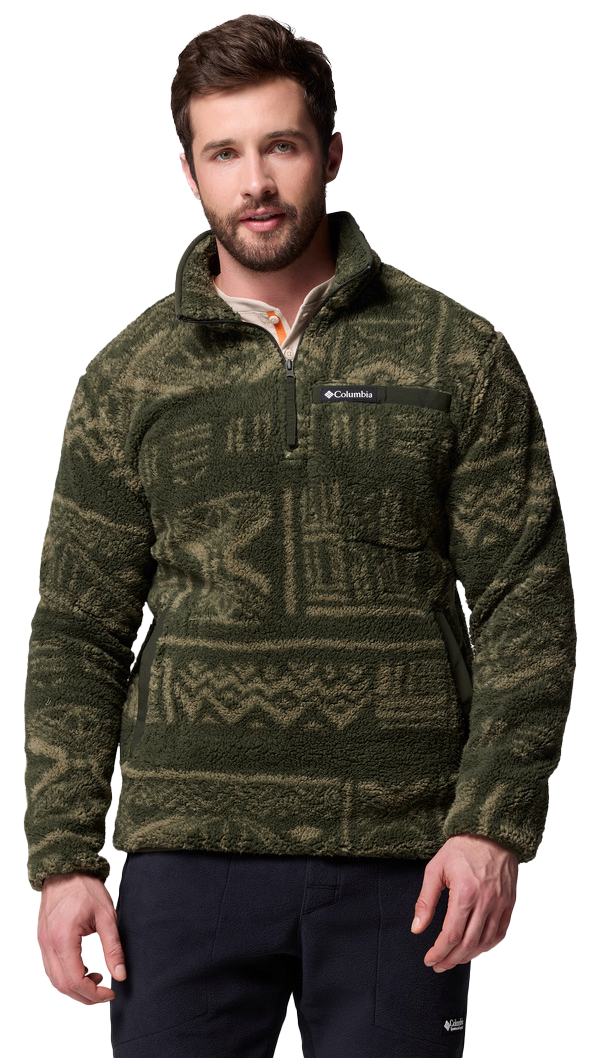 Image of Columbia Rugged Ridge High Pile Half-Zip Pullover for Men - Greenscape Deschutes Days - XL