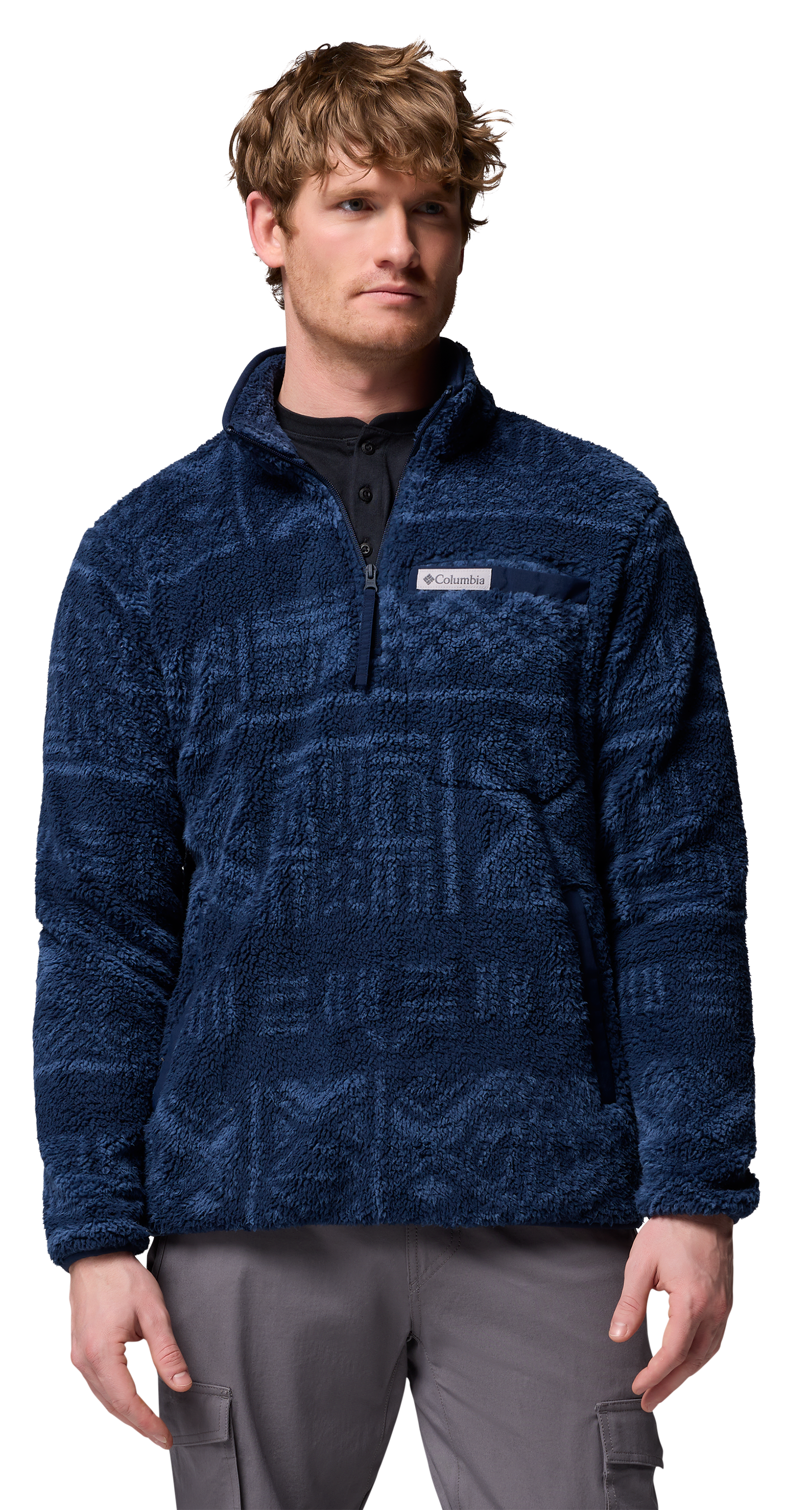 Image of Columbia Rugged Ridge High Pile Half-Zip Pullover - Collegiate Navy Deschutes Days