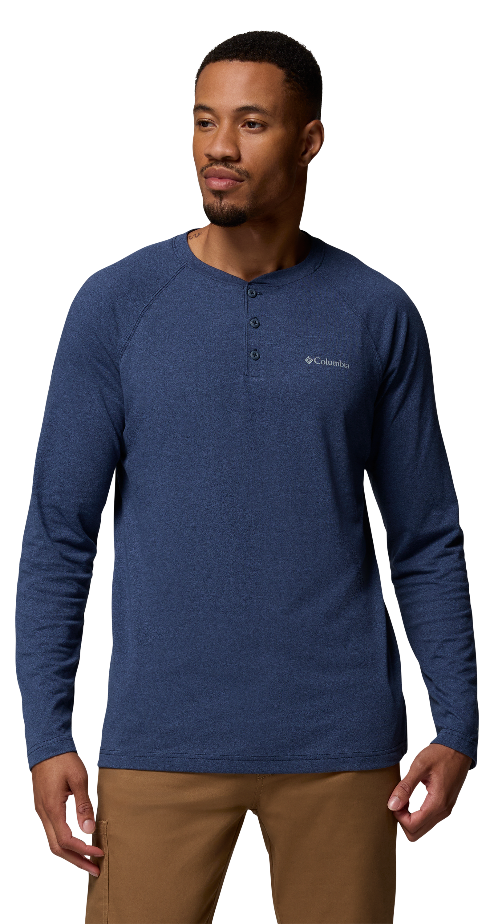 Image of Columbia Thistletown Hills Long-Sleeve Raglan Henley Shirt - Dark Mountain Heather - M