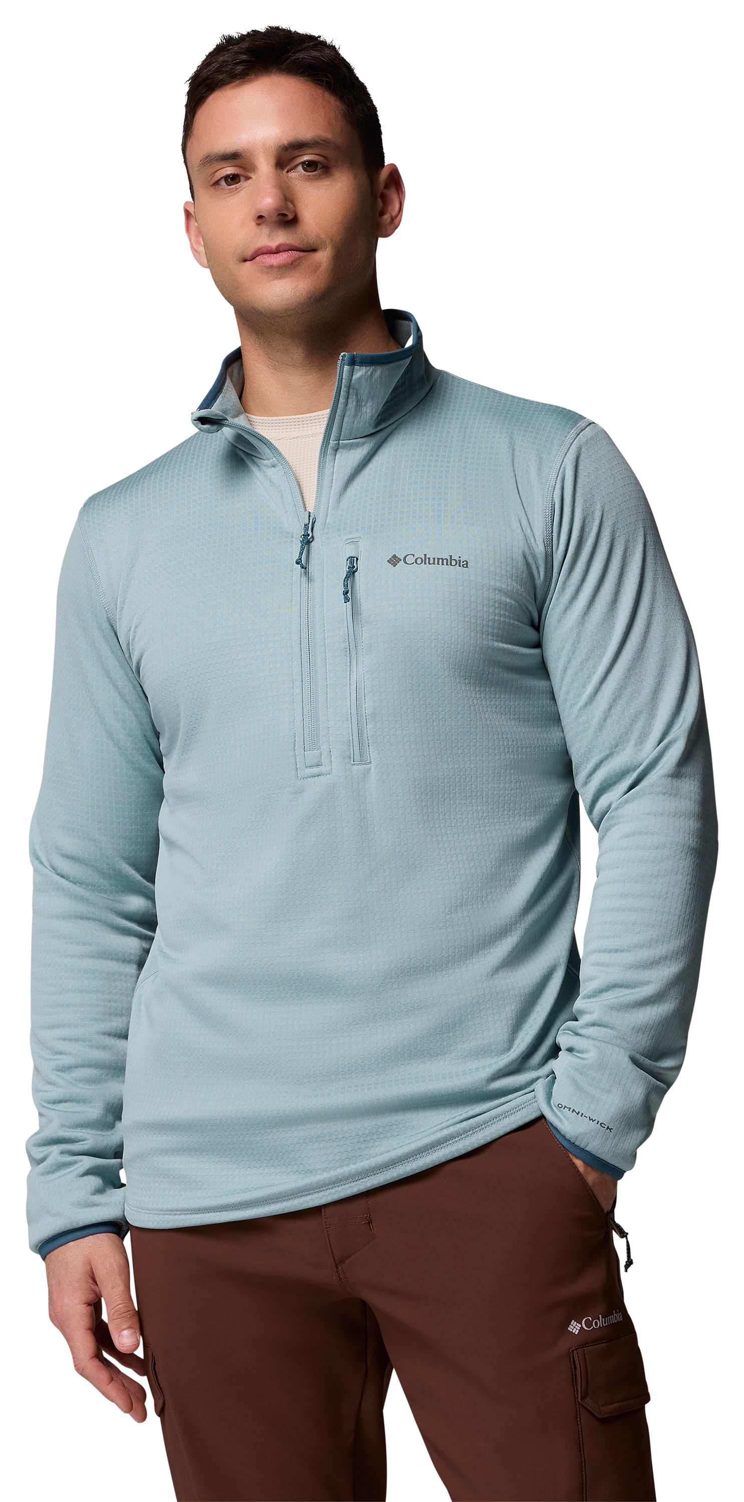 Image of Columbia Essential Hike Grid Half-Zip Long-Sleeve Jacket for Men - Crushed Blue - L