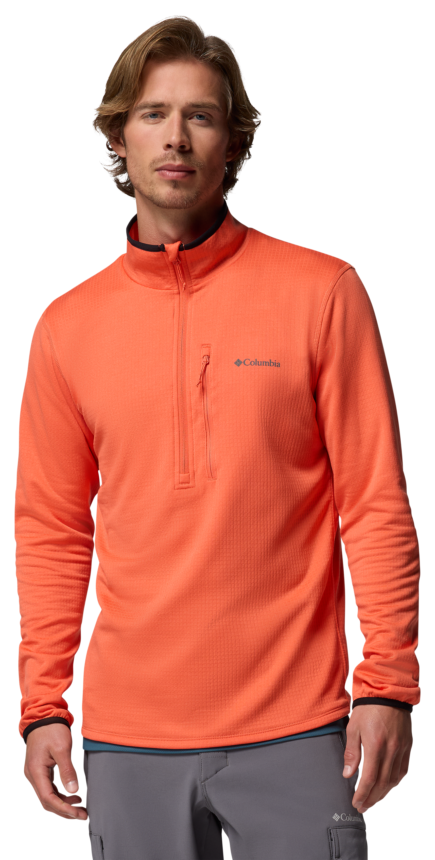 Image of Columbia Essential Hike Grid Half-Zip Long-Sleeve Jacket for Men - Zing - M