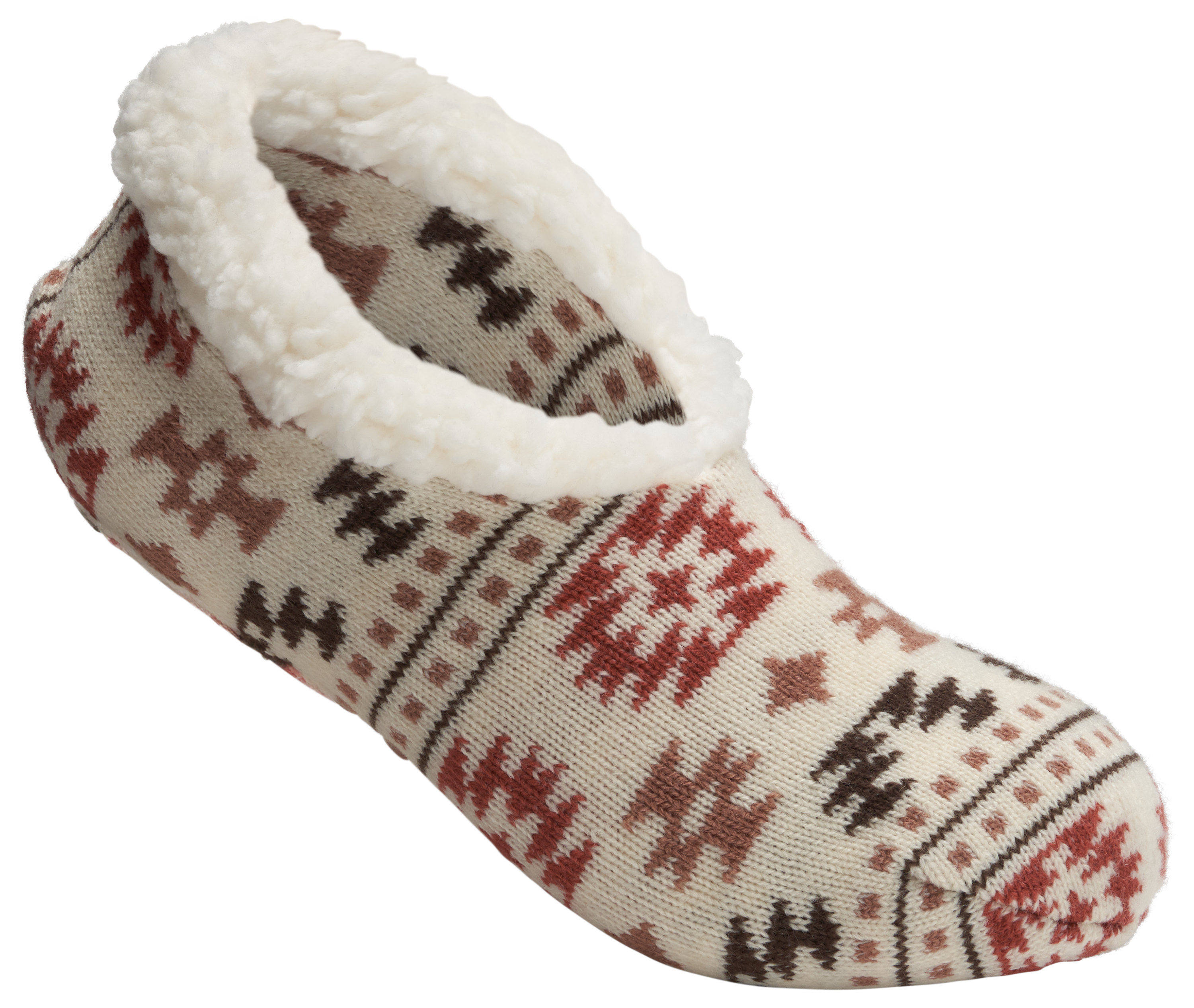 Image of Natural Reflections Jacquard Knit Slipper Socks - Rust