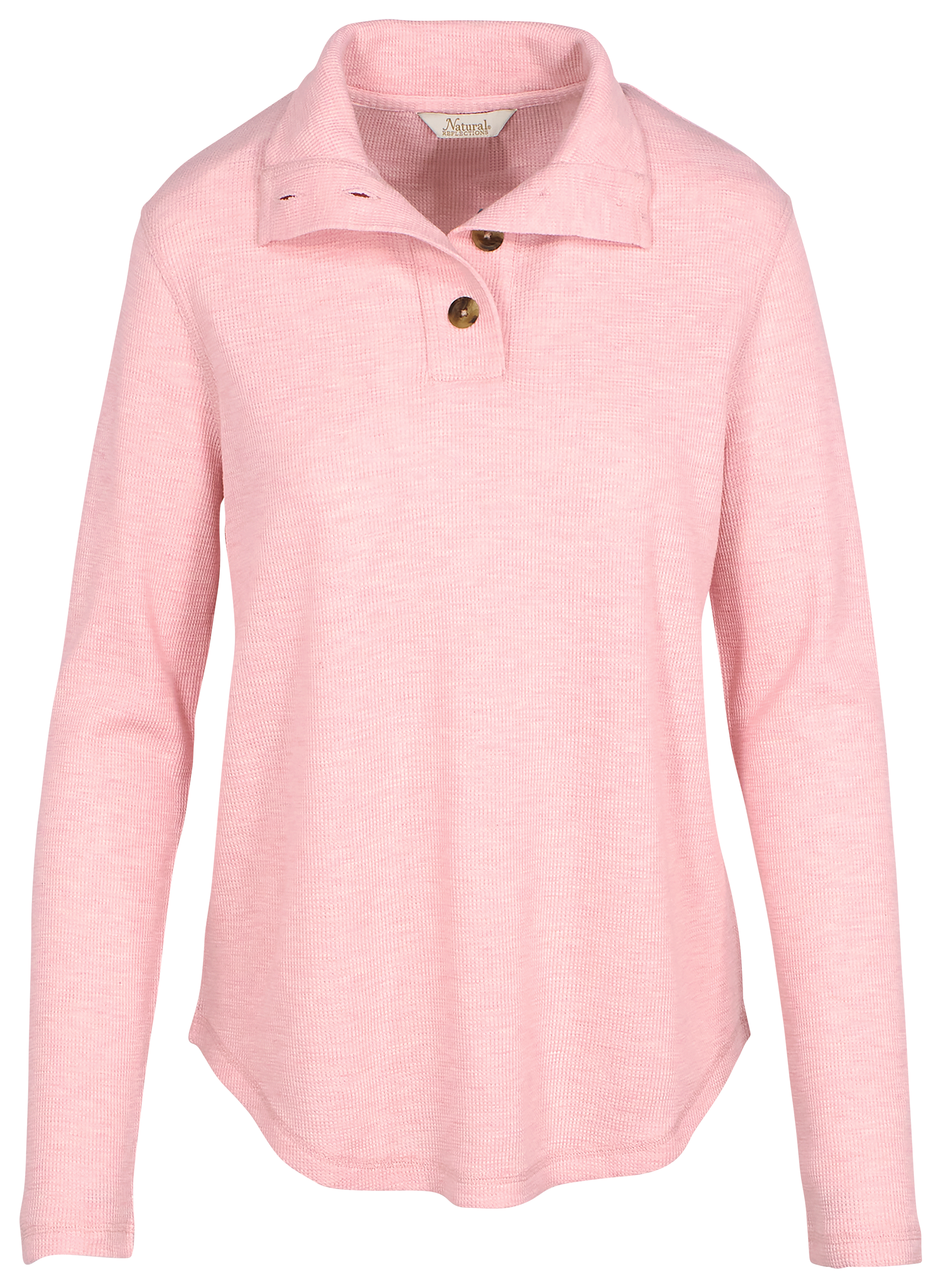 Image of Natural Reflections Waffle Mock-Neck Sweatshirt - Ballerina Pink