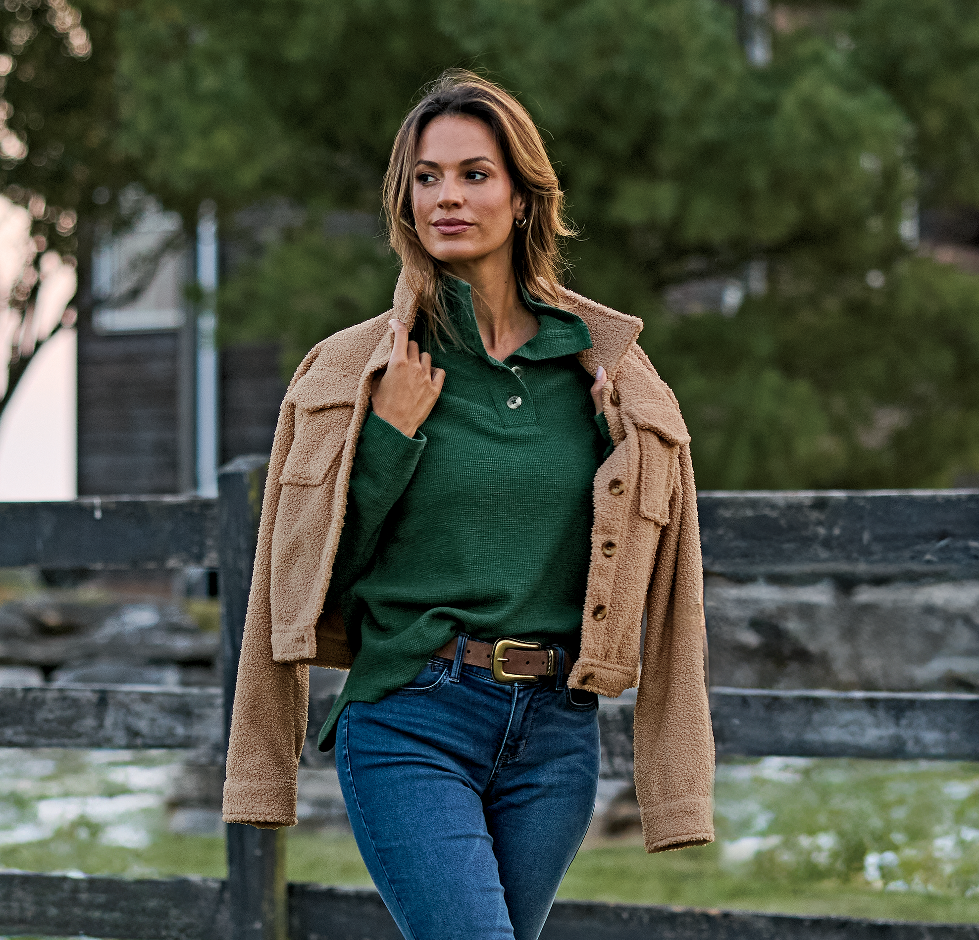 Image of Natural Reflections Waffle Mock-Neck Sweatshirt - Eden