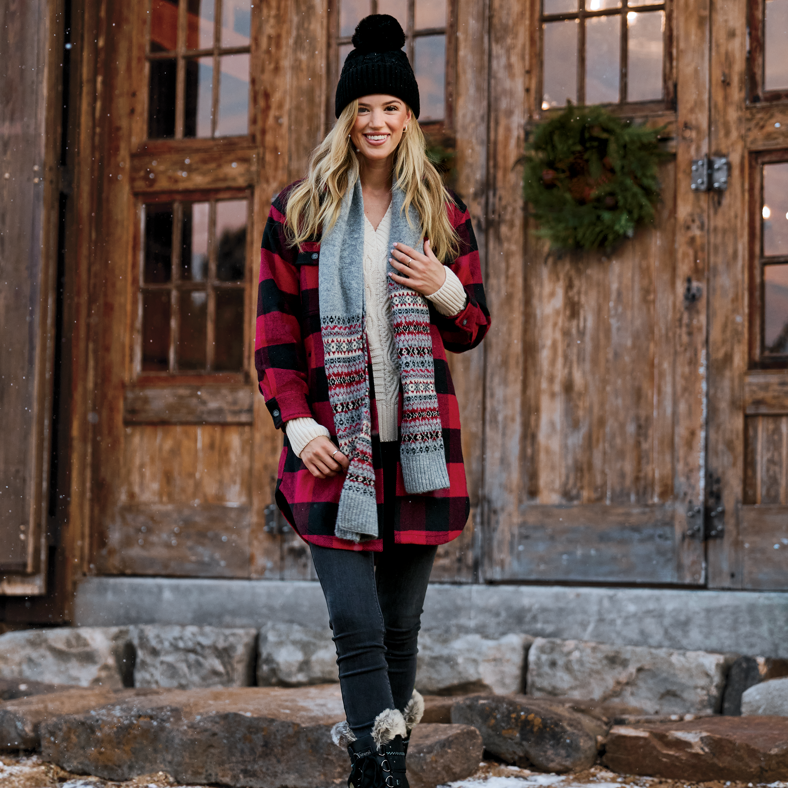 Image of Natural Reflections Buffalo Plaid Long-Sleeve Shirt Jacket - Biking Red Plaid - M