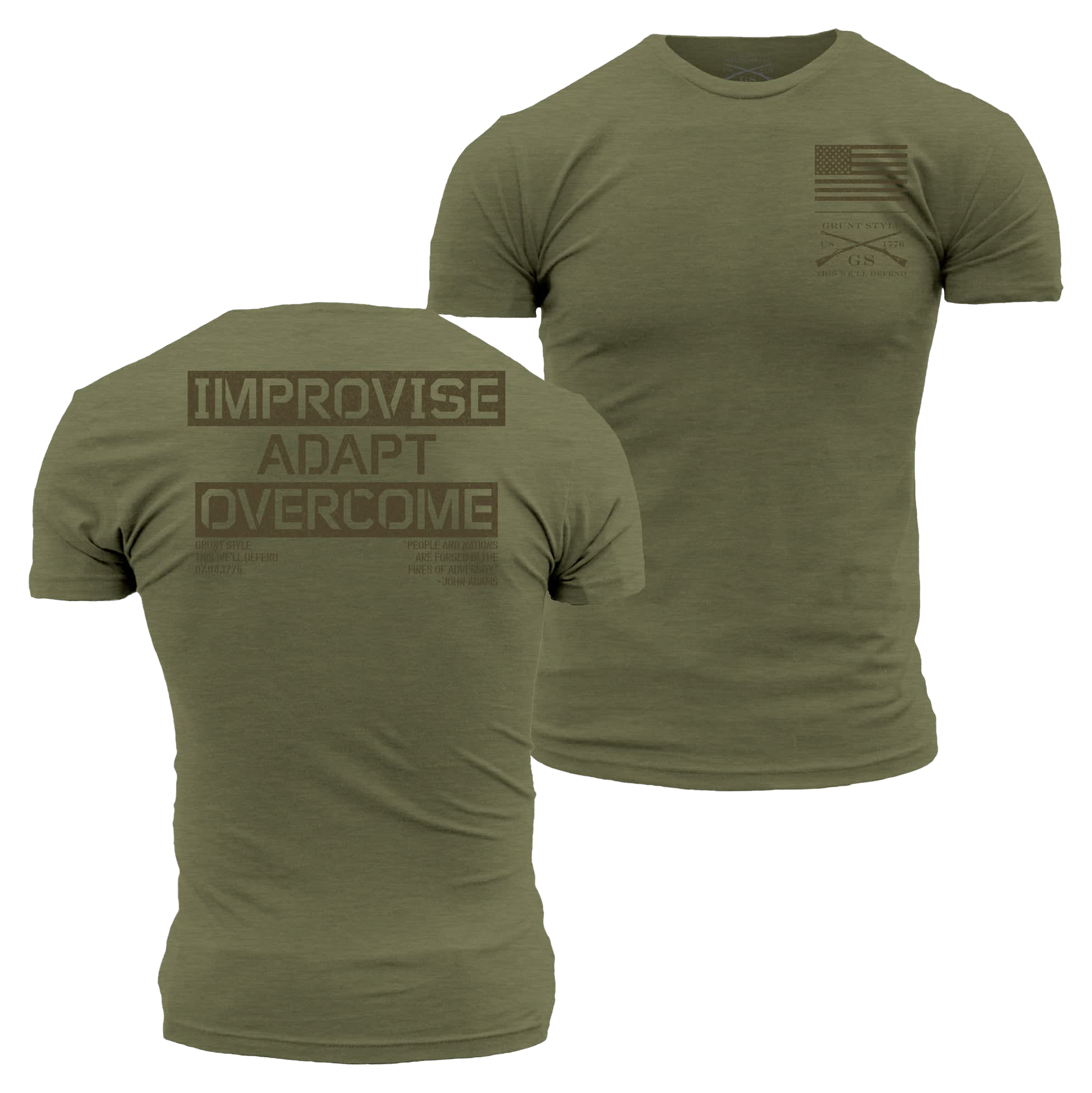 Image of Grunt Style Improvise Adapt Overcome Short-Sleeve T-Shirt - Military Green