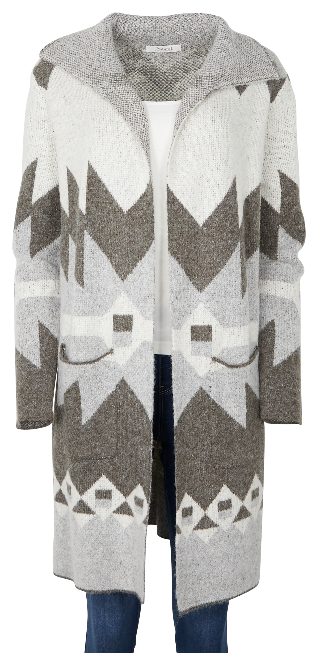 Image of Natural Reflections Brooklyn Coatigan - Aztec Print - 2X