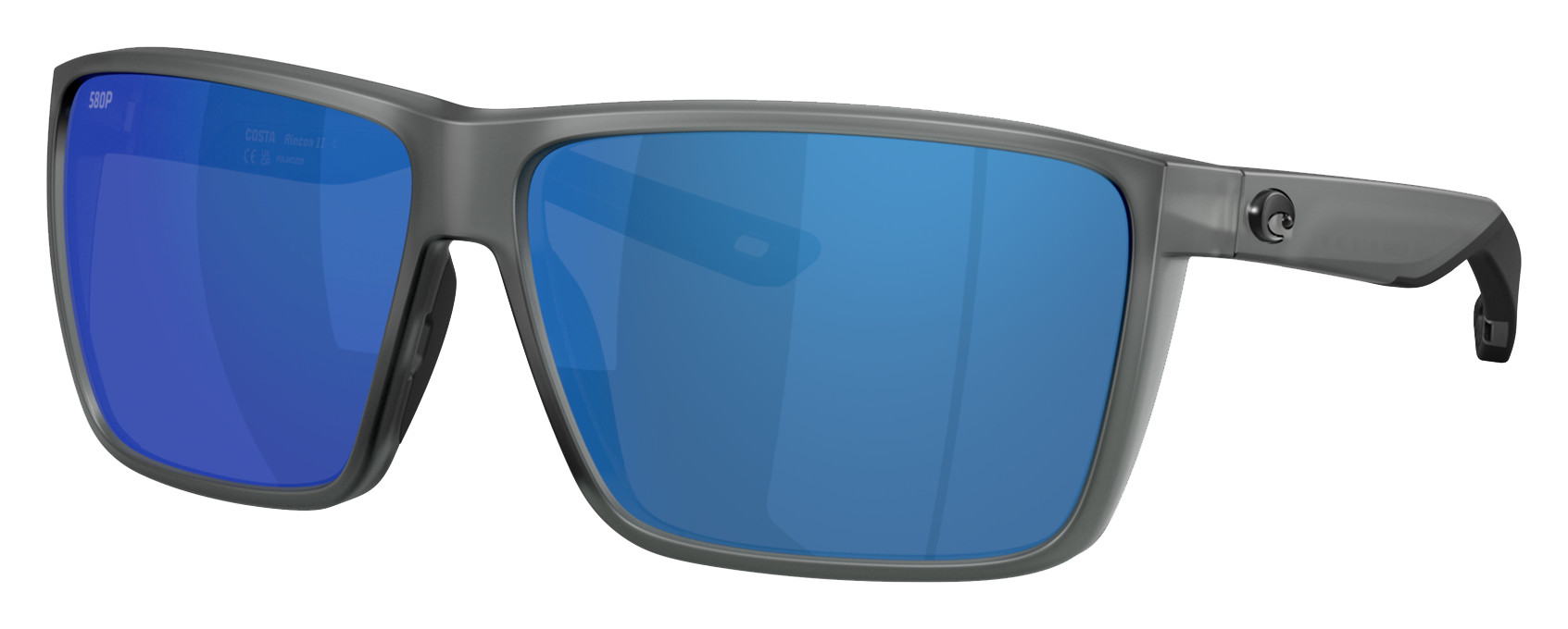 Image of Costa Del Mar Rincon II 580P Polarized Sunglasses - Matte Smoke Crystal/Blue Mirror