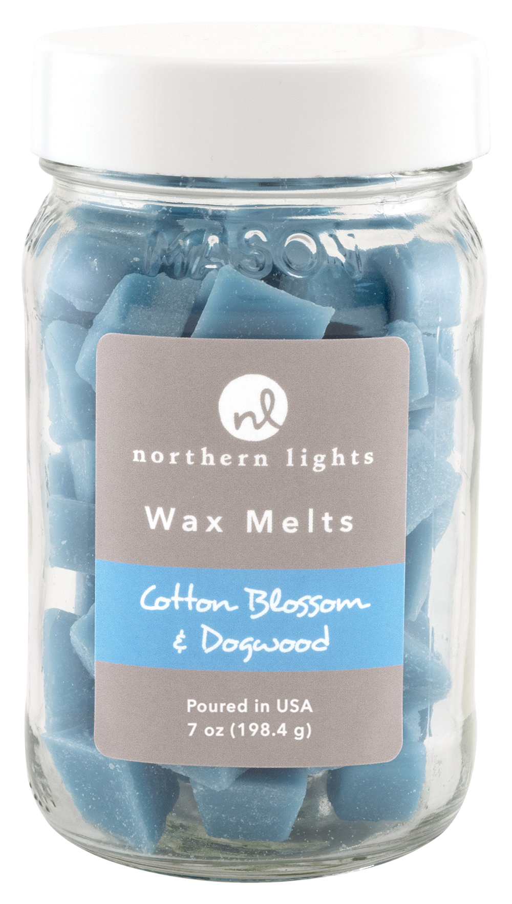 Image of Northern Lights Candles Wax Mason Melts Jar - Cotton Blossom & Dogwood