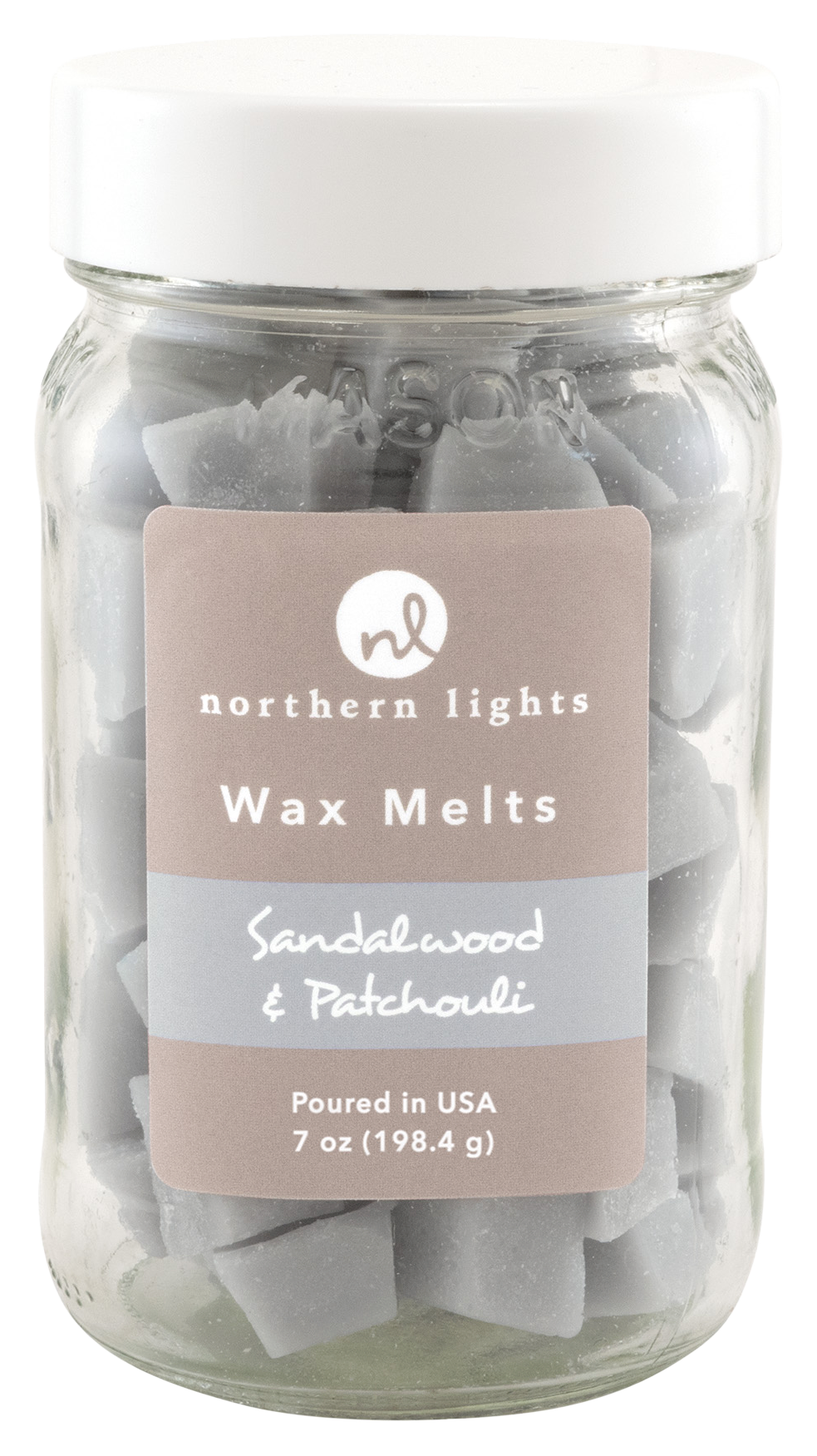 Image of Northern Lights Candles Wax Mason Melts Jar - Sandalwood & Patchouli
