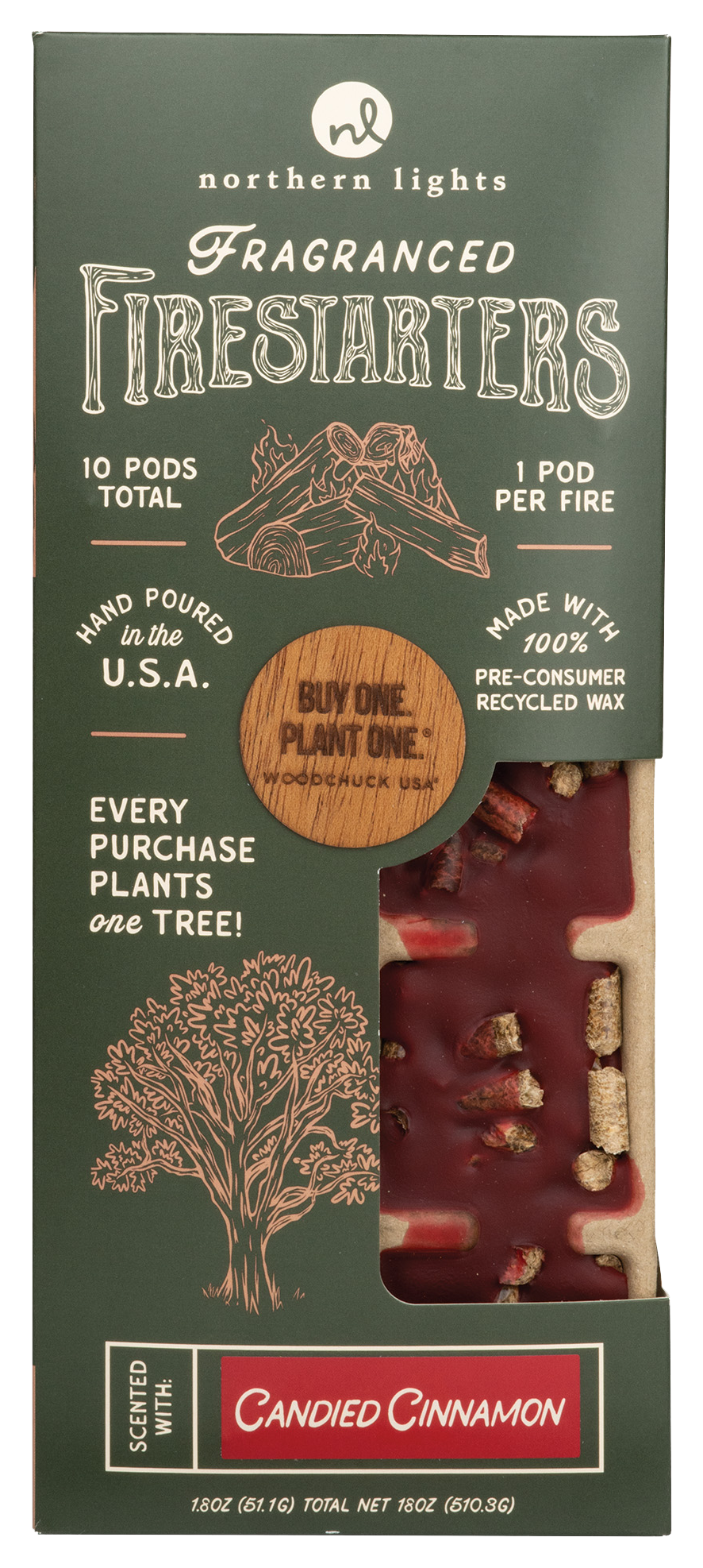 Image of Northern Lights Candles Fragranced Firestarters 10-Pack - Candied Cinnamon