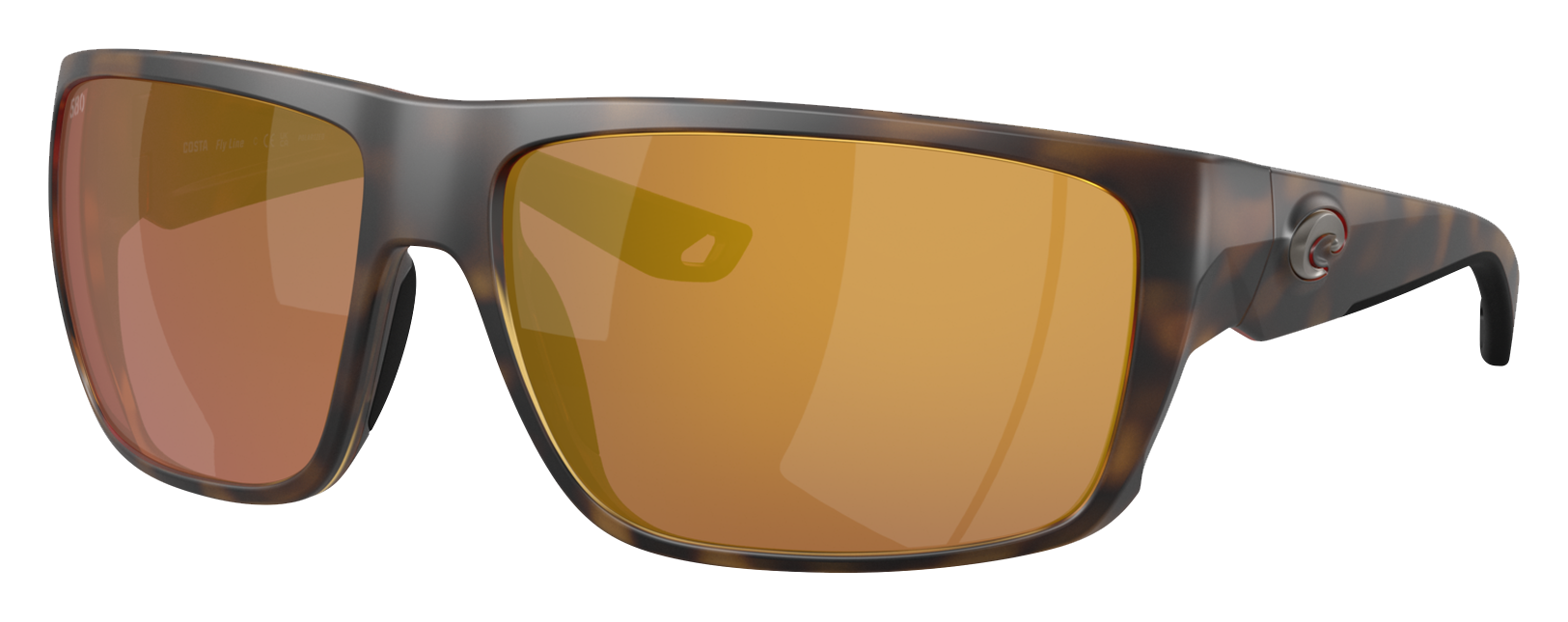 Image of Costa Del Mar Fly Line 580G Glass Polarized Sunglasses - Matte Tortoise/Gold Mirror