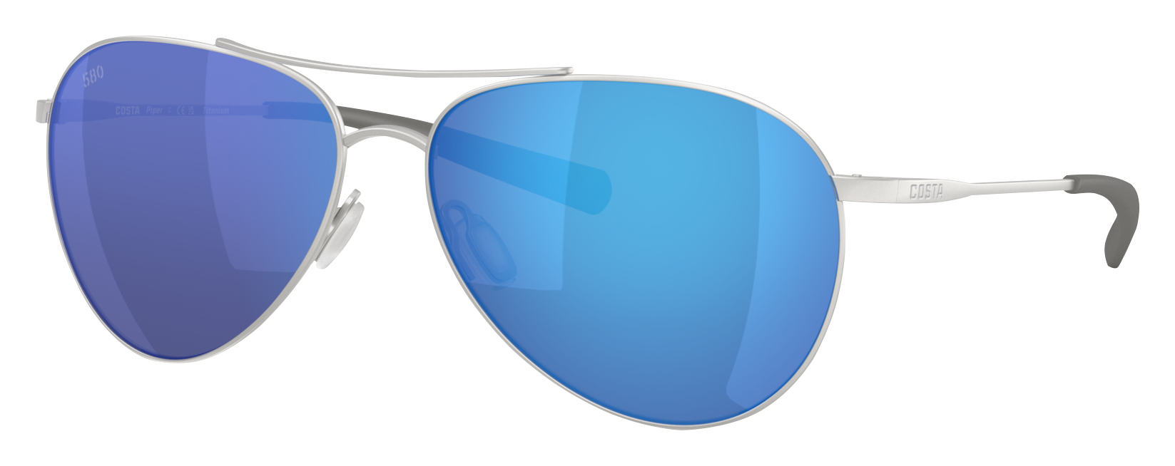 Image of Costa Del Mar Piper 580G Glass Polarized Sunglasses for Ladies - Blue Mirror/Satin Silver